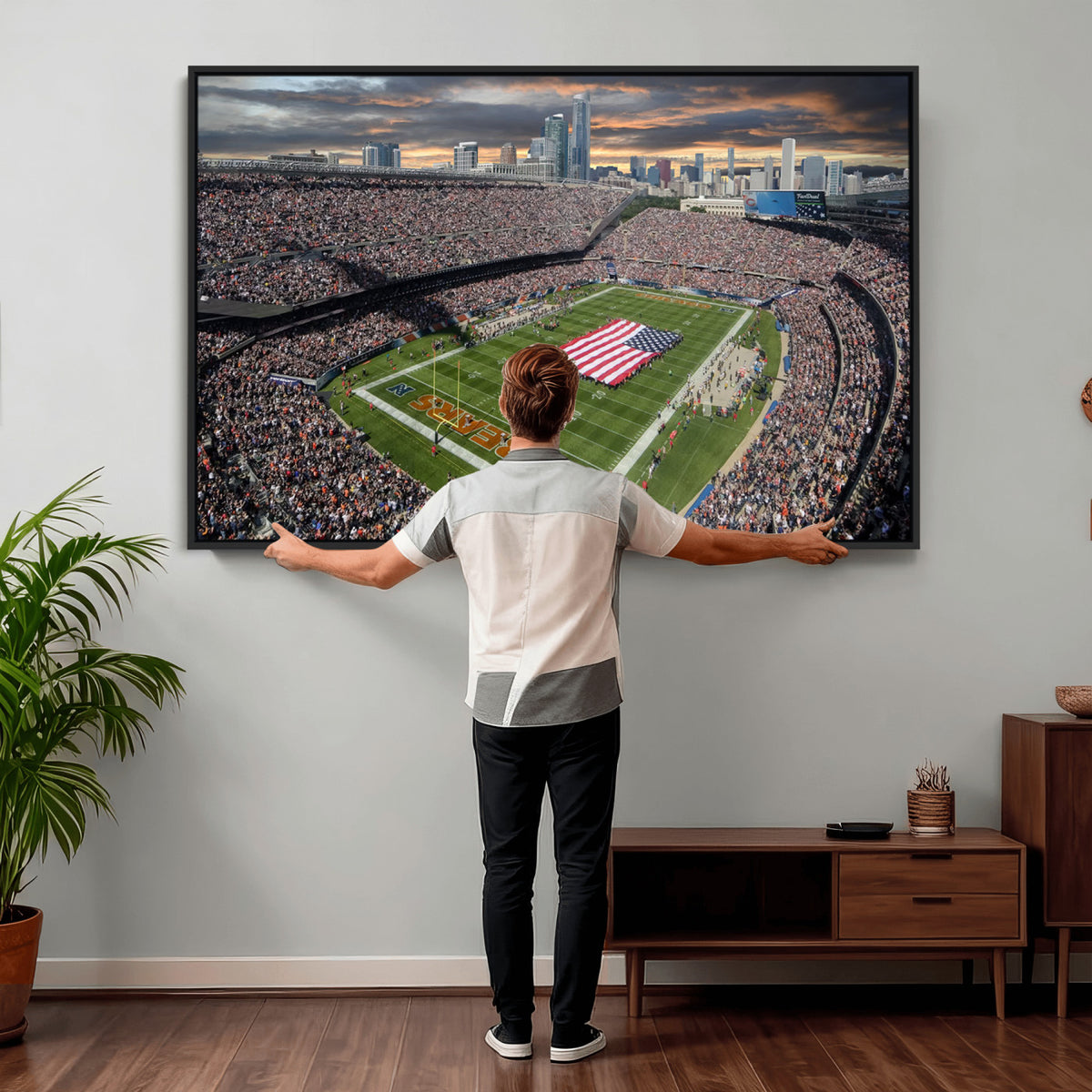 98106777-PAN-FL-20X10 - Chicago Bears Soldiers Field Wall Art Canvas Print, Extra Large Game Room Wall Decor