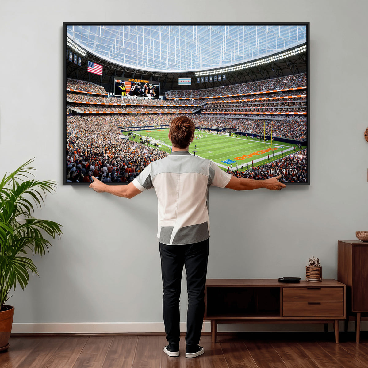 32530647-PAN-FL-20X10 - Chicago Bears Soldiers Field Wall Art Canvas Print, Framed and Ready to Hang