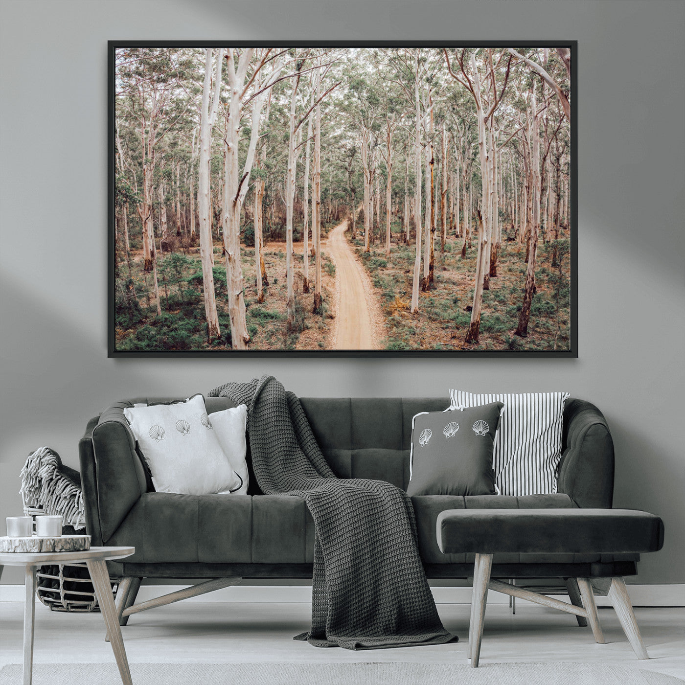 24760563-MGV-CV-36X24-Forest Dirt Road Canvas Wall Art Print, Scenic Woodland Pathway, Tall Trees Nature Canvas for Living Room or Office 1 Panel Wrapped Canvas