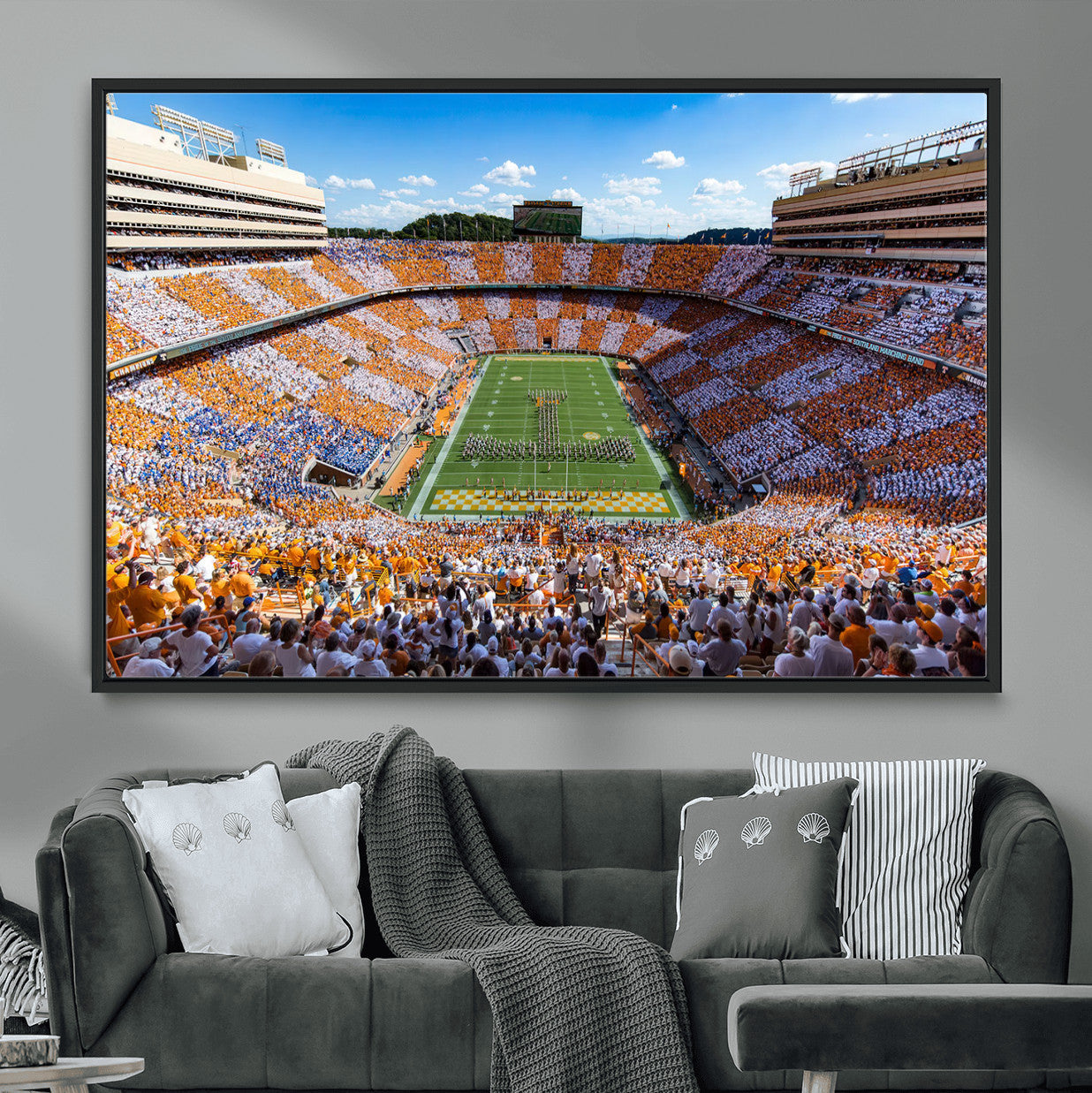 77097951-MGV-FC-36X24 - Tennessee Neyland Stadium Wall Art, Sports Arena Canvas Print, Panoramic Stadium Canvas Artwork for Home, Office