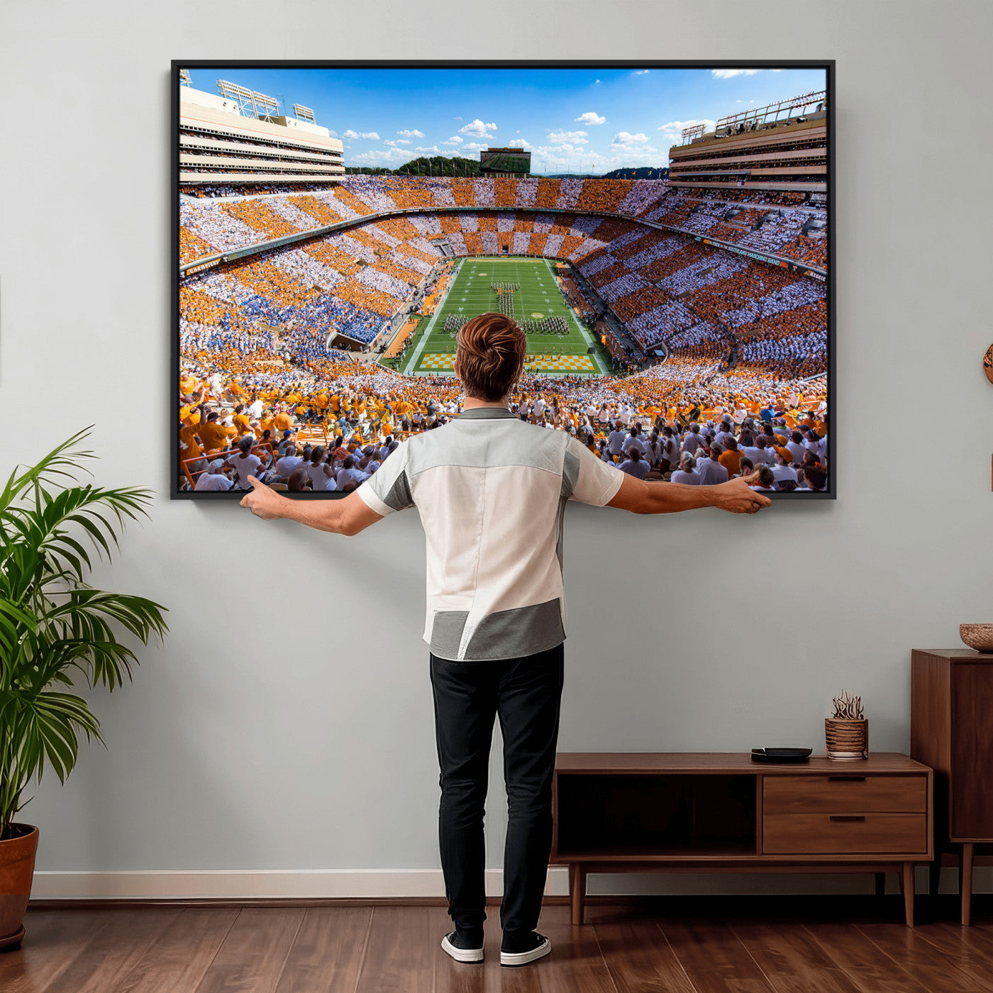 77097951-MGV-CV-36X24 - Tennessee Neyland Stadium Wall Art, Sports Arena Canvas Print, Panoramic Stadium Canvas Artwork for Home, Office