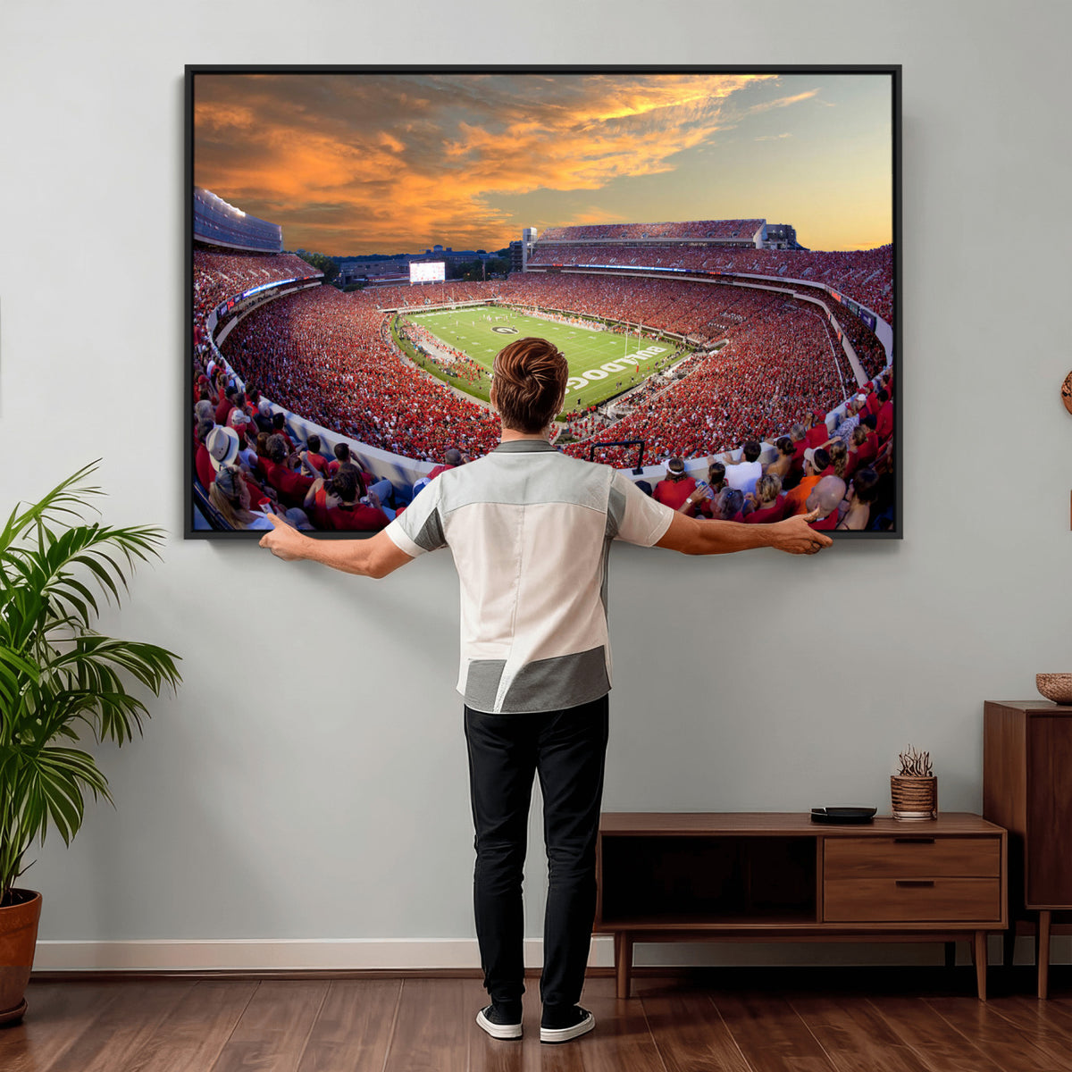 73680988-MGV-CV-36X24 - Dooley Stadium Wall Art, Sports Arena Canvas Print, Dooley Field, Framed and Ready to Hang