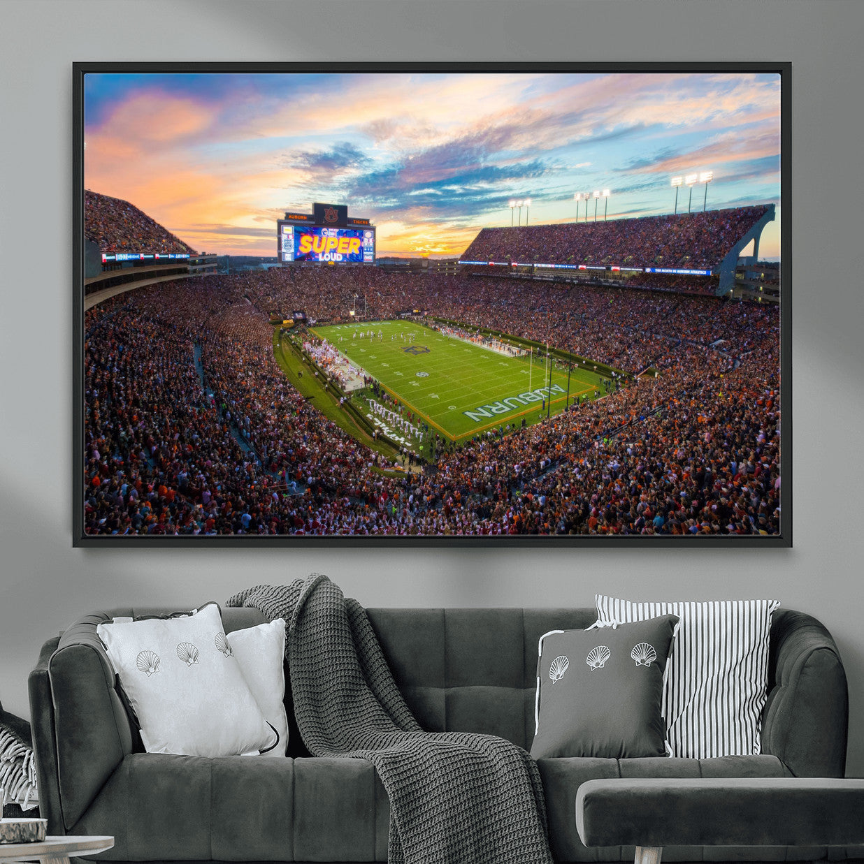29755746-MGV-CV-36X24-Jordan-Hare Stadium Wall Art Canvas Print, Football Stadium Aerial View, College Sports Art for Man Cave or Game Room