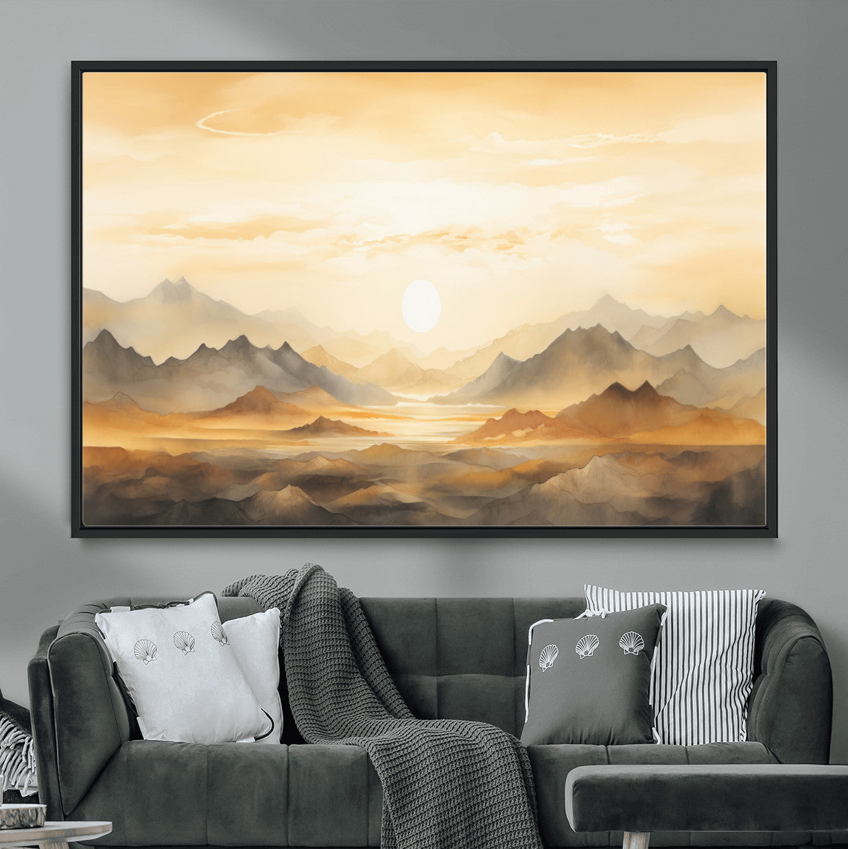 Nihat1-29-MGV-CV-36X24-Sepia Color Abstract Mountain Wall Art Canvas Print
