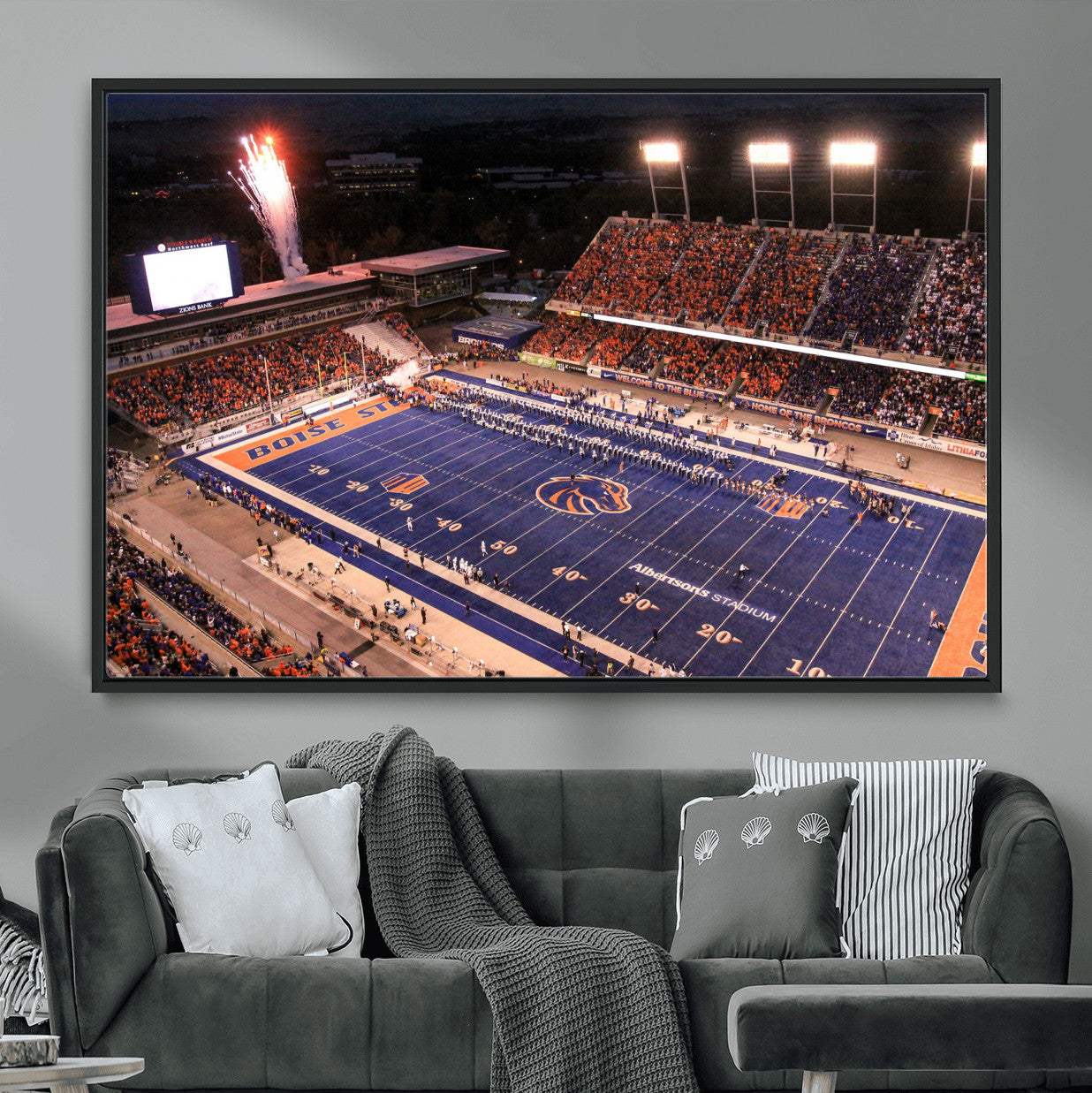 BS1001S-MGV-FC-36X24 - Boise State Broncos Albertsons Stadium Wall Art Canvas Print