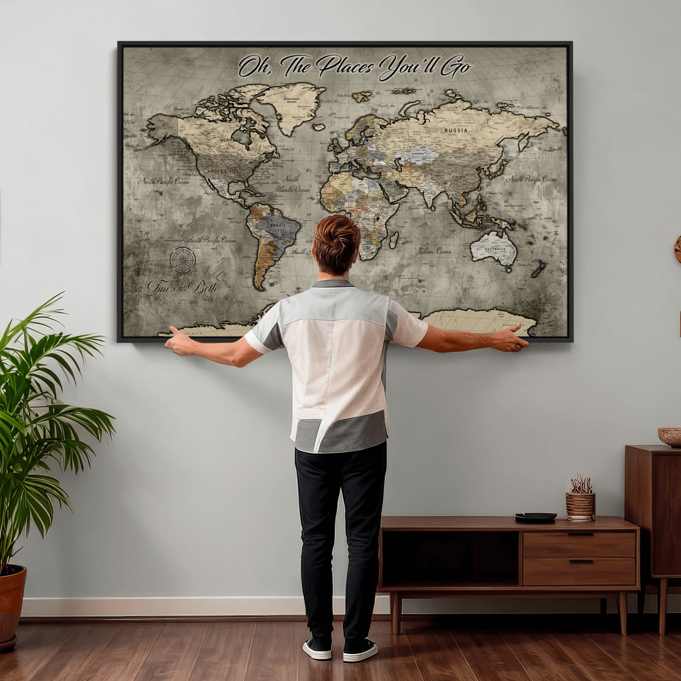 64506765-MGV-FC-36X24 - Personalize Push Pin World Map Wall Art Canvas Print with Pins – Customize  Travel Tracker Map for Home and Office Décor