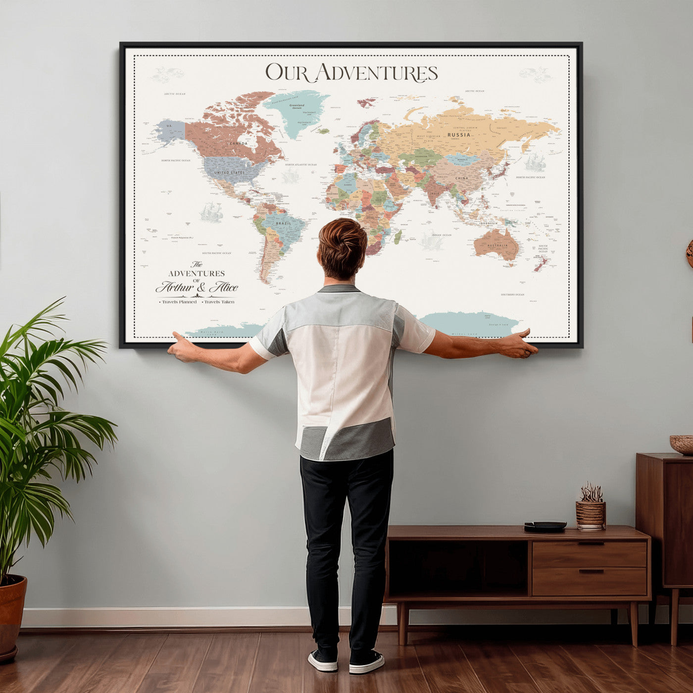 63033739-MGV-FC-36X24 - Personalized Push Pin World Map Wall Art Canvas Print with Pins – Customize  Travel Tracker Map for Home and Office Décor