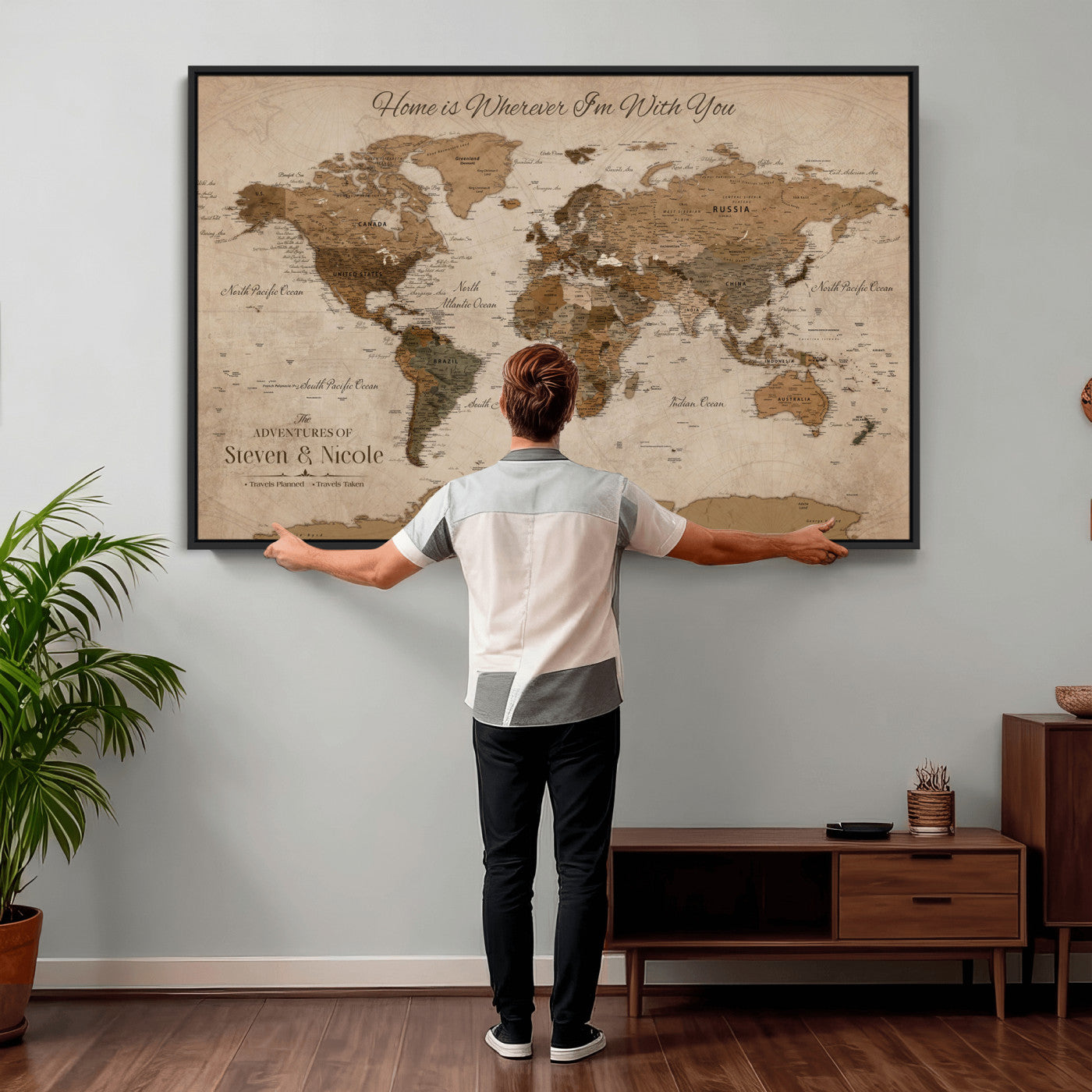 16491190-MGV-FC-36X24 - Personalized Push Pin World Map Wall Art Canvas Print with Pins – Customize  Travel Tracker Map for Home and Office Décor
