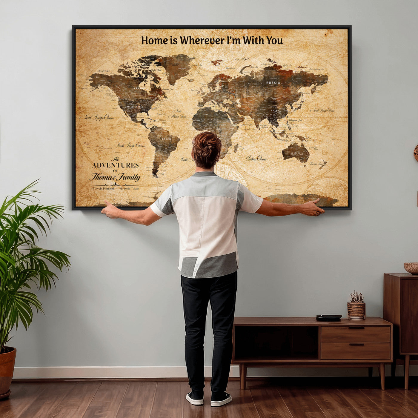 61703173-MGV-FC-36X24 - Personalized Push Pin World Map Wall Art Canvas Print with Pins – Customize  Travel Tracker Map for Home and Office Décor