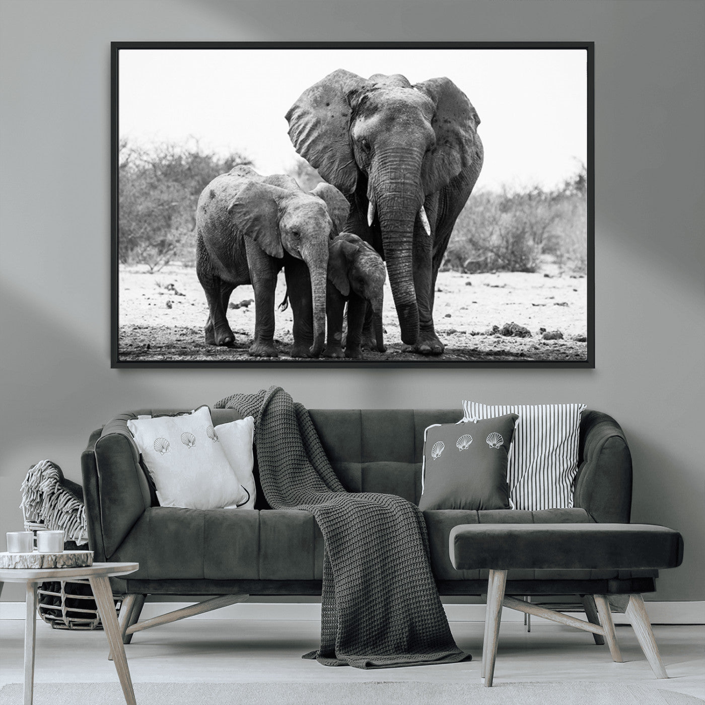 MGV-FC-36X24 - Elephant Family Africa Wall Art Canvas Print