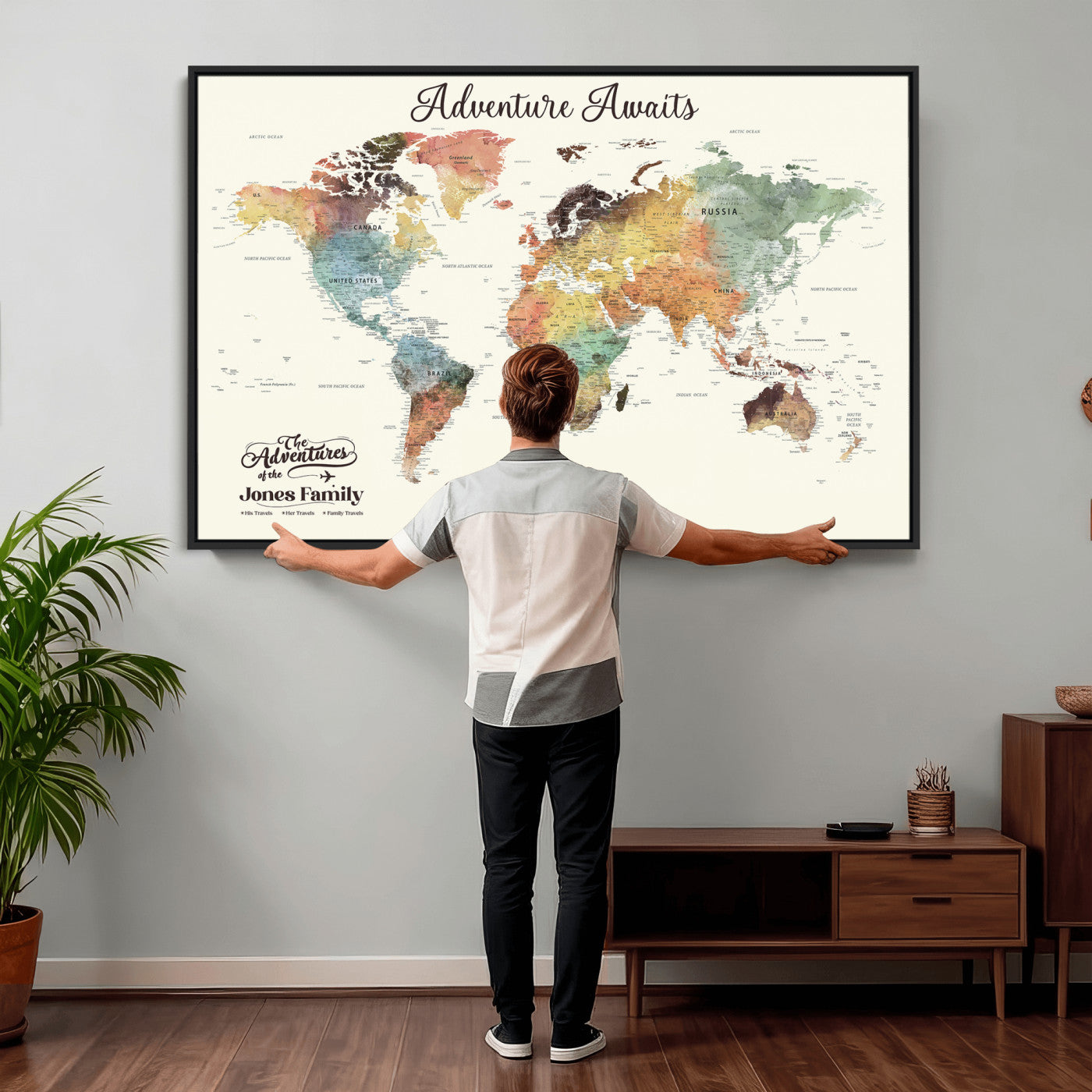 73360781-MGV-CV-36X24 - Custom Push Pin World Map Wall Art Canvas Print – Personalized Travel Tracker - NEWMAP-7