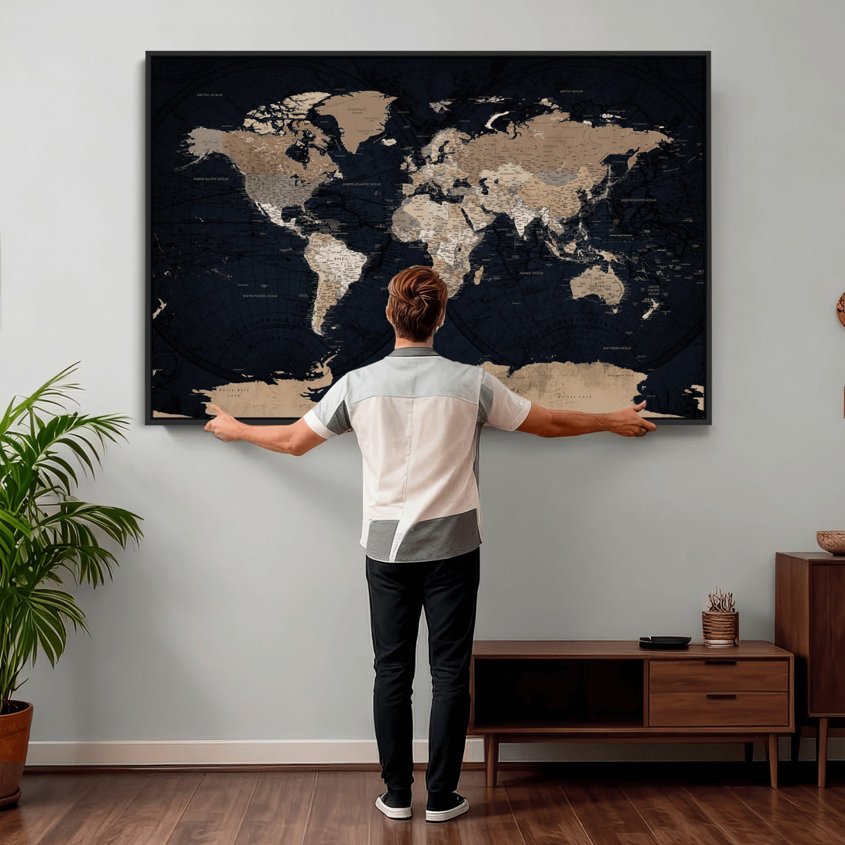 25812727-MGV-CV-36X24 - Grunge Wall Art World Map Canvas Print