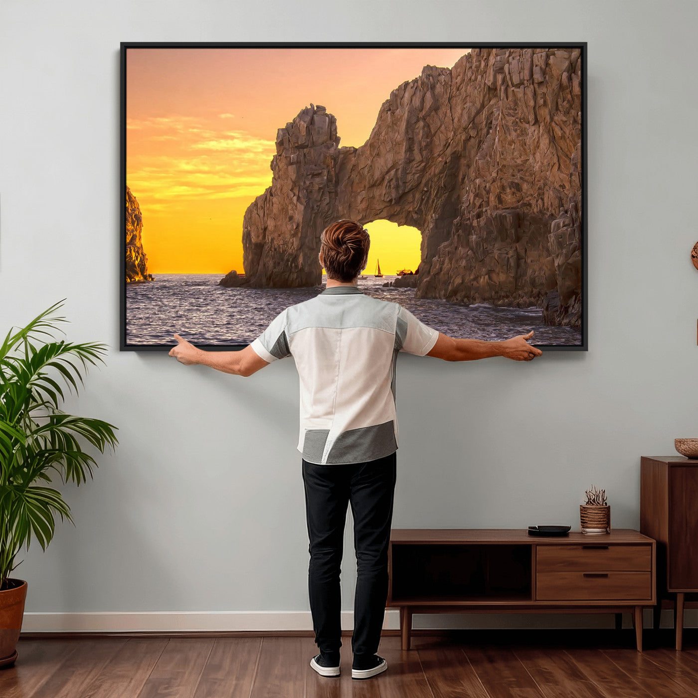 66414515-MGV-CV-36X24 - El Arco Cabo San Lucas Ocean Arch Wall Art Canvas Print, Baja California Rock Arch Seascape Canvas Print, Mexico Coastal Landmark Scenic Art Printing