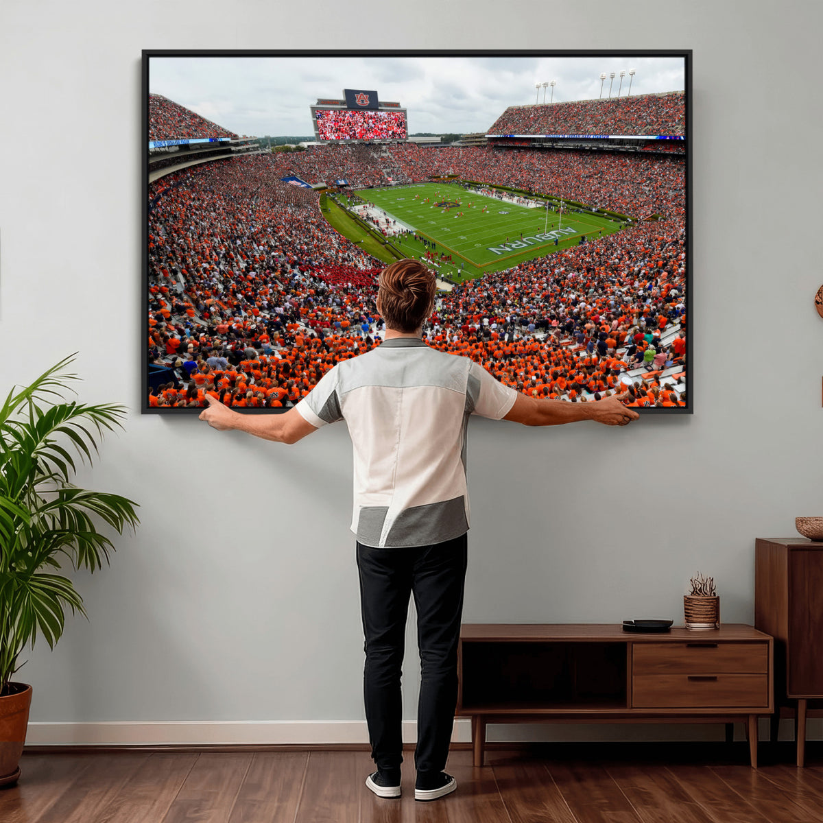 82562490-MGV-CV-36X24 - Auburn Stadium Sunset Wall Art Canvas Print, Jordan Hare Stadium Game Day Crowd, Auburn Tigers Football Artwork