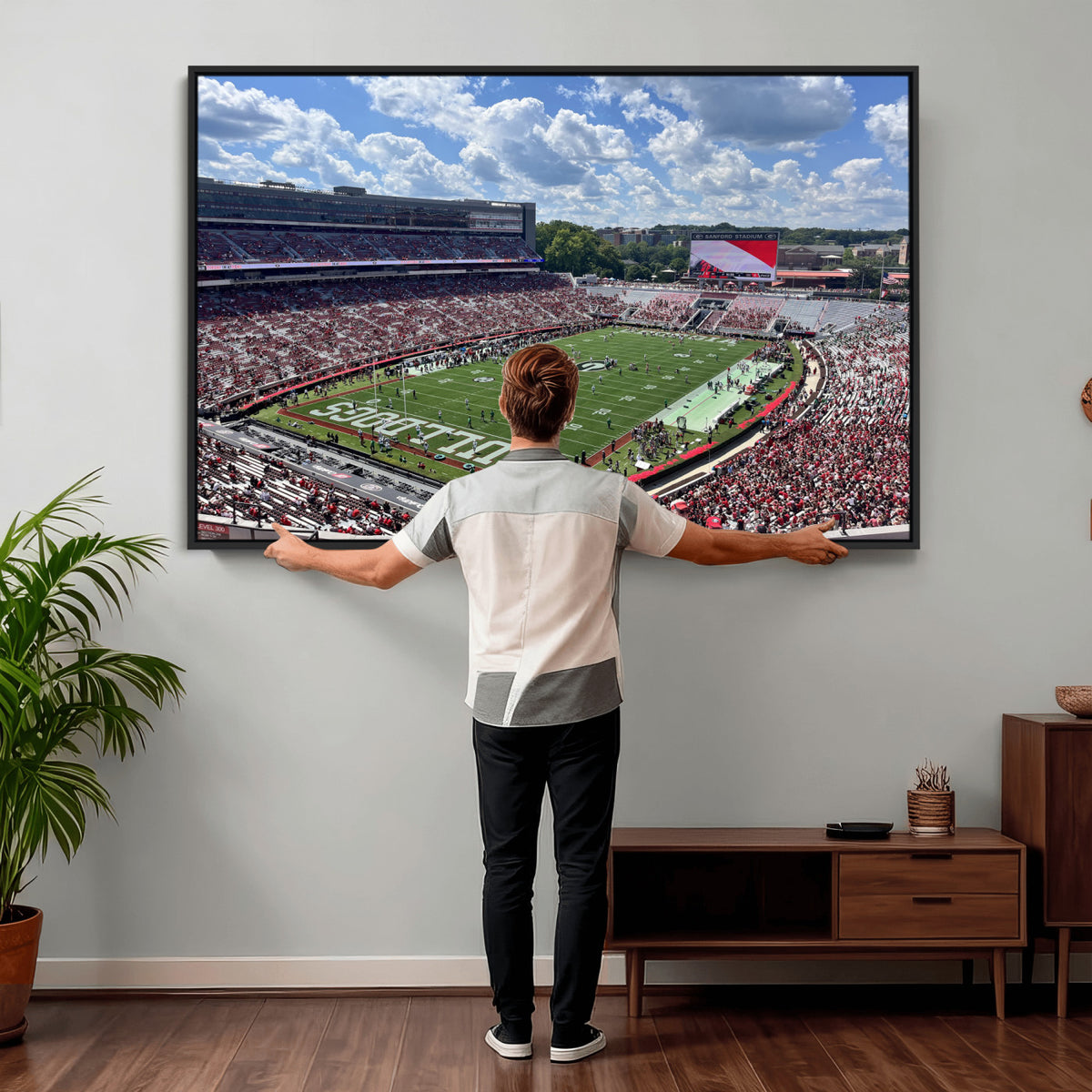 10665453-MGV-CV-36X24 - Georgia Bulldogs Stadium Wall Art Canvas Print, Sanford, Framed and Ready to Hang