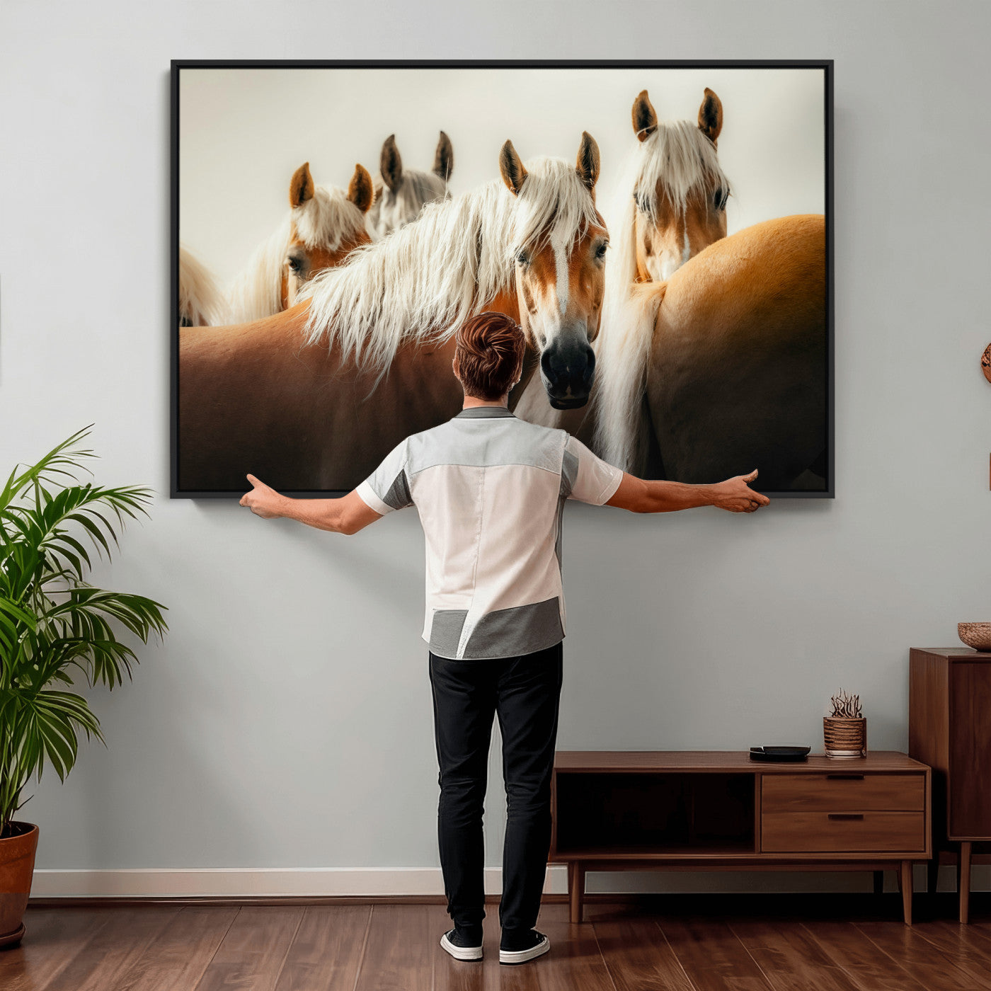 71904941-MGV-CV-36X24 - Wild Horse Herd Wall Art Canvas Print, Natural Horse Portrait Nature Wall Decor for Living Room and Office