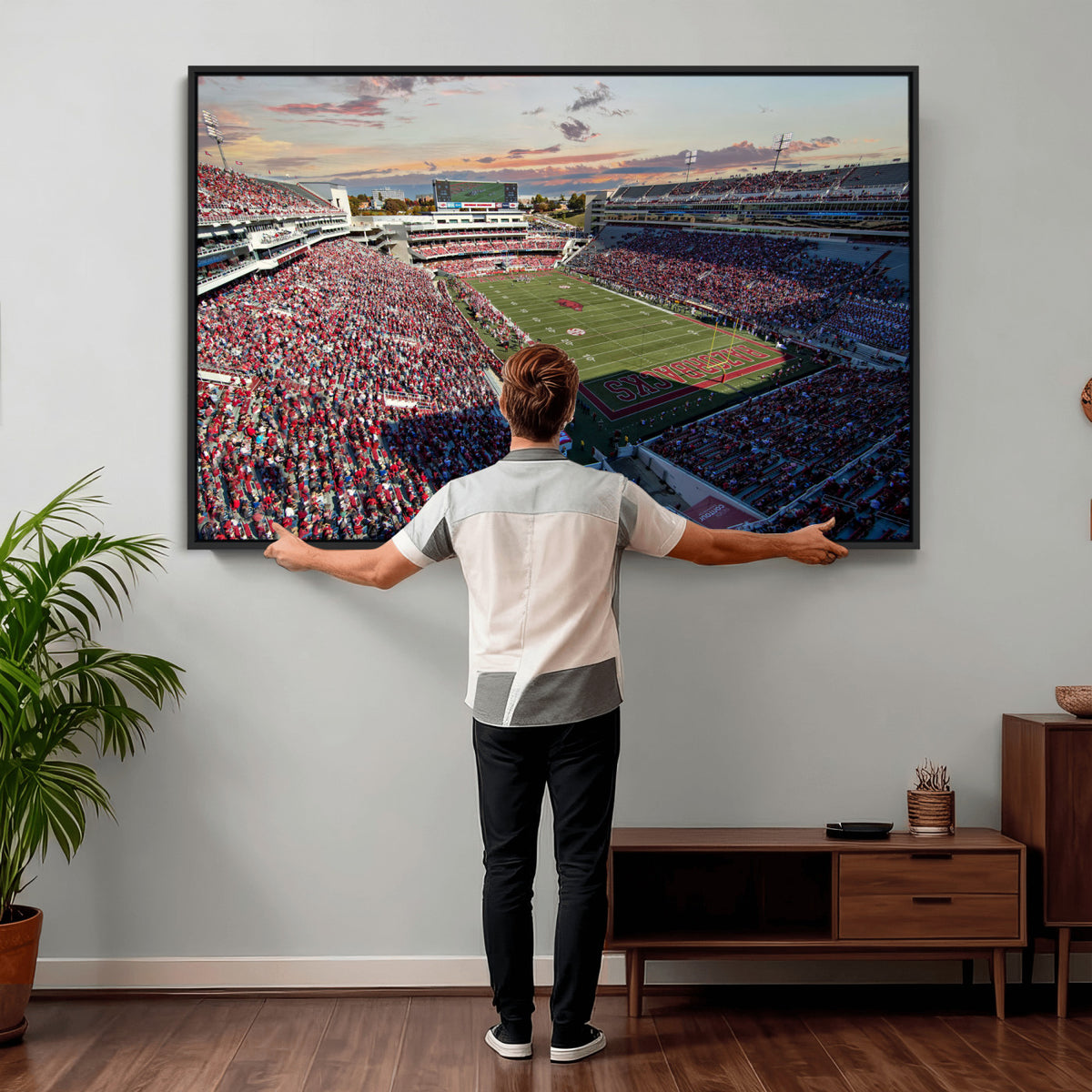 46571211-MGV-CV-36X24 - Donald W. Reynolds Razorback Stadium Wall Art Canvas Print – Arkansas Razorbacks Football Artwork for Home, Office, and Sports Room Decor