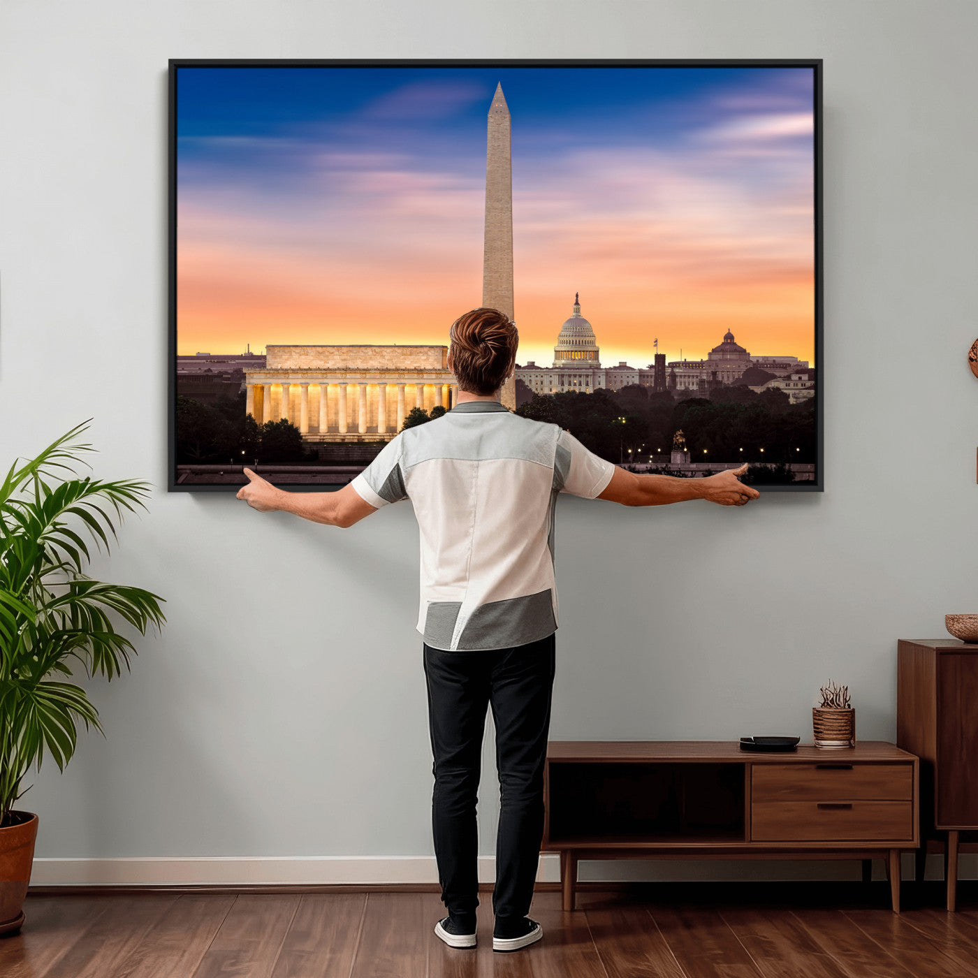 72704063-MGV-CV-36X24 - Washington DC Skyline Wall Art Canvas Print – Lincoln Memorial, Washington Monument & Capitol Artwork Print