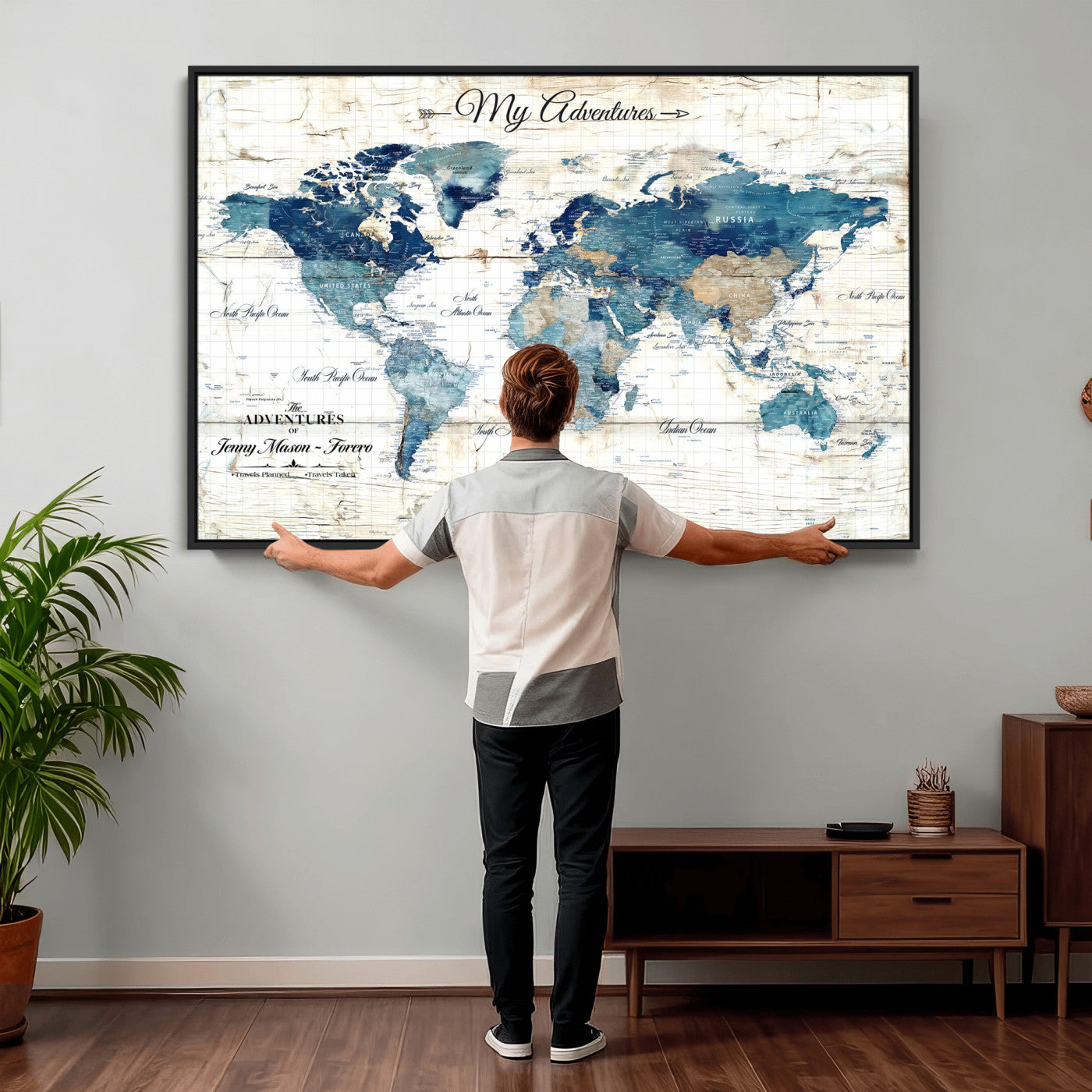 18761277-MGV-CV-36X24 - Watercolor World Map Canvas Wall Art Print – Abstract Colorful Travel Wall Decor