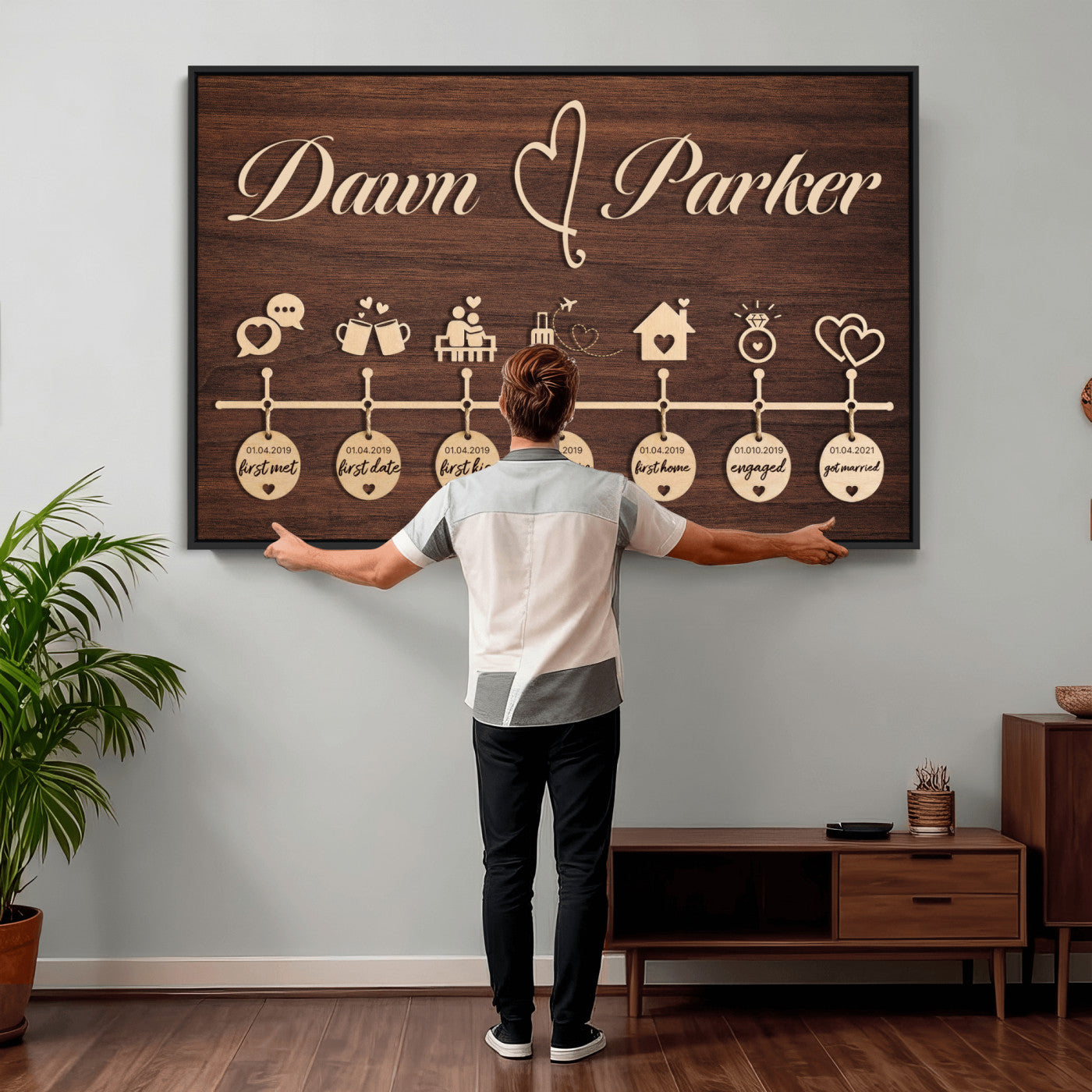 17885538-MGV-CV-36X24 - Wedding Guest Book Alternative Wall Art Canvas Print, Personalized Wedding Signature Poster, Custom Couple Photo Guestbook Canvas