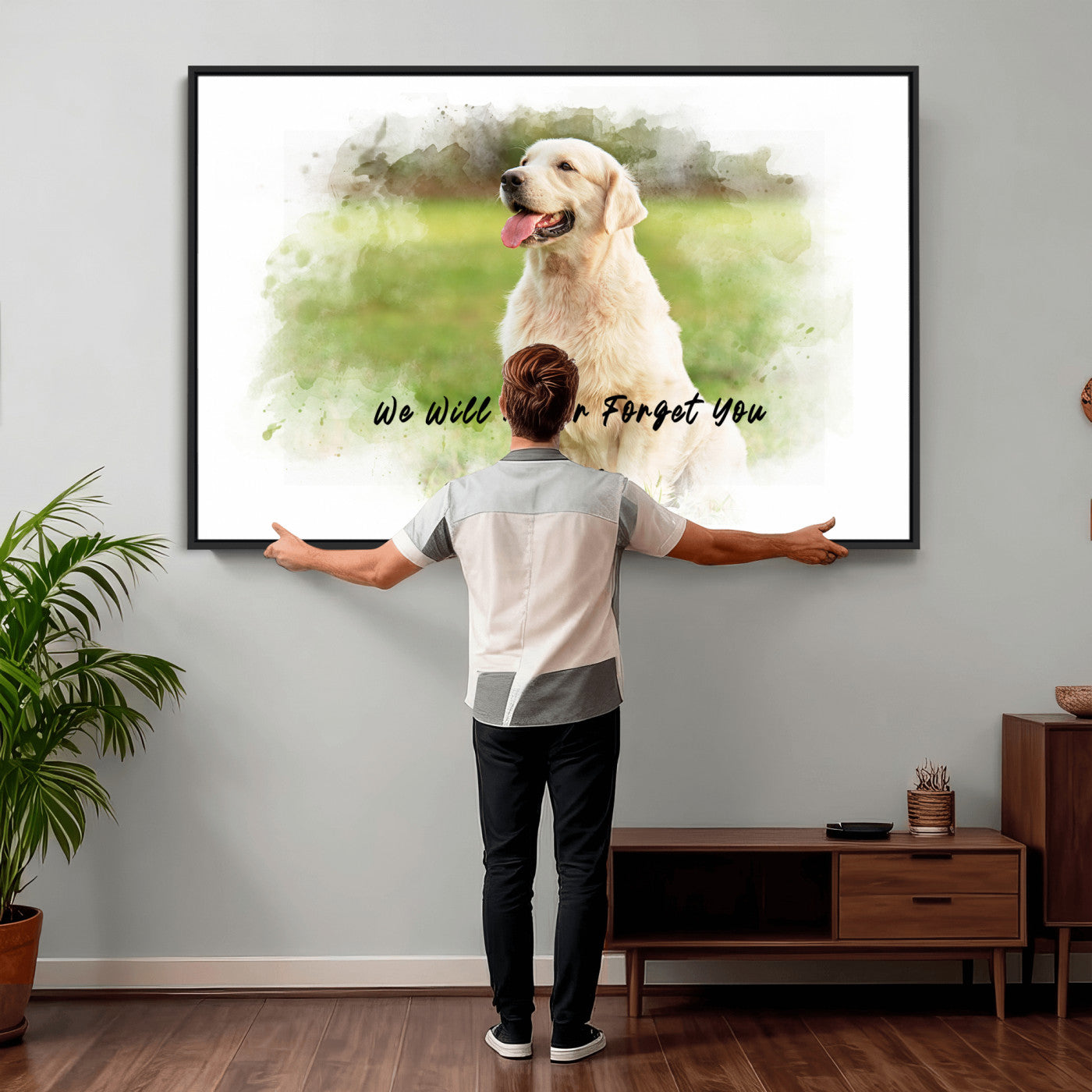 38460512-MGV-CV-36X24 - Abstract Pet Memorial Wall Art Canvas Print, Custom Dog Memorial Portrait, Personalized Angel Pet Loss Gift, Angel Wings Puppy Print
