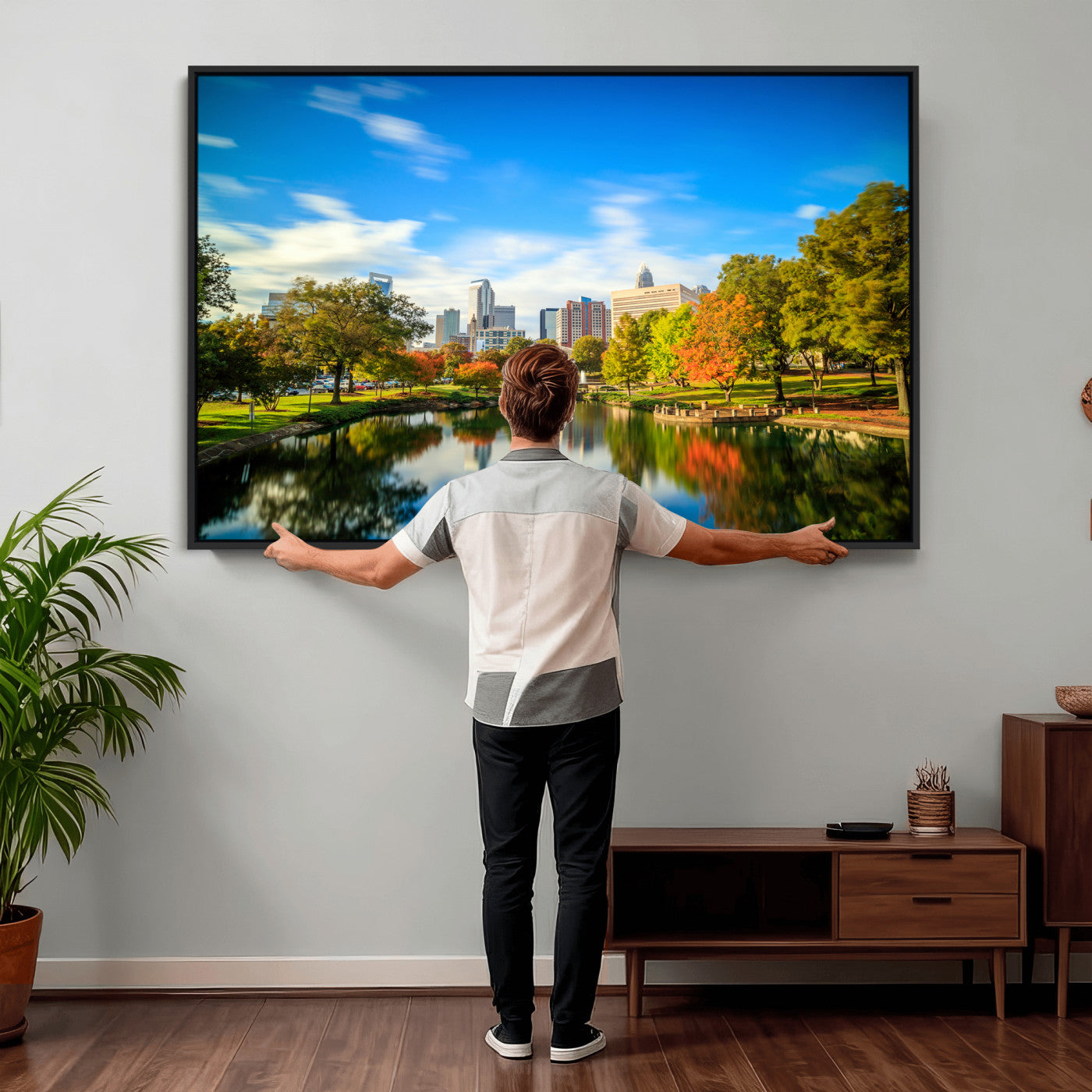 83254720-MGV-CV-36X24 - Charlotte Skyline Canvas Wall Art Print – North Carolina Cityscape Photography Print