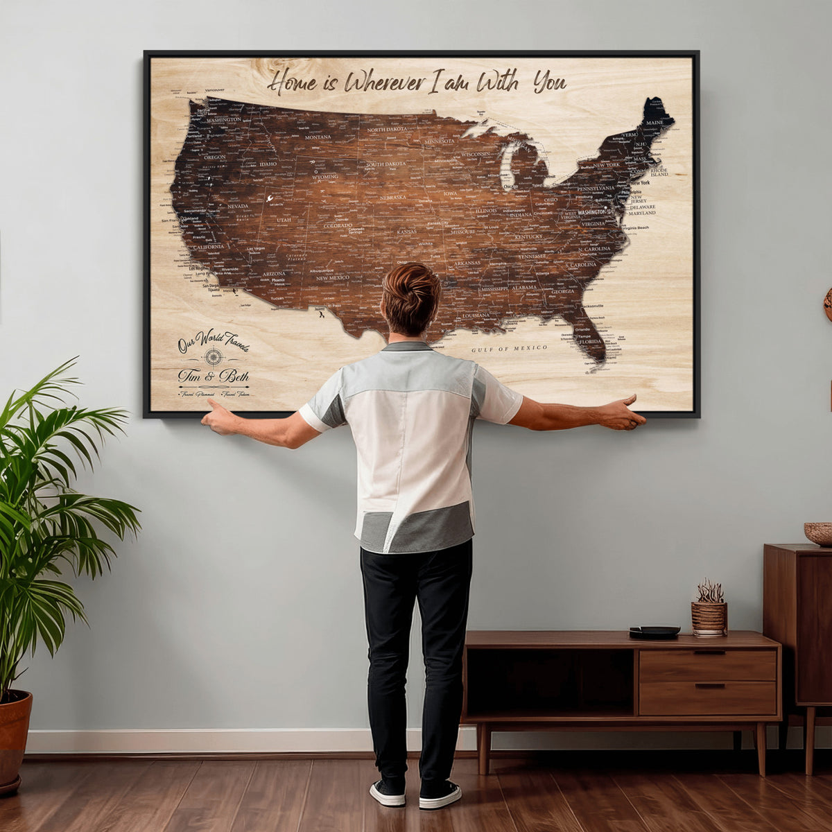 16274332-_Poster-30x20 - Personalized USA Push Pin Travel Map Canvas for Adventure Wall Decor
