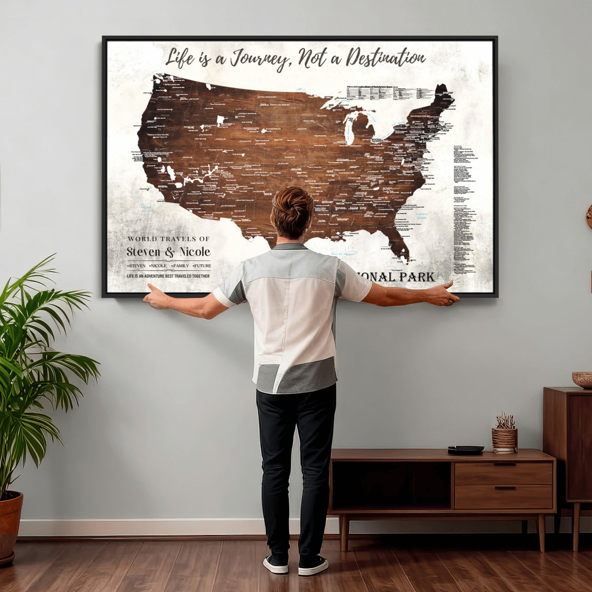 24049800-MGV-CV-36X24 - Personalized USA National Park Push Pin Travel Map Canvas Print