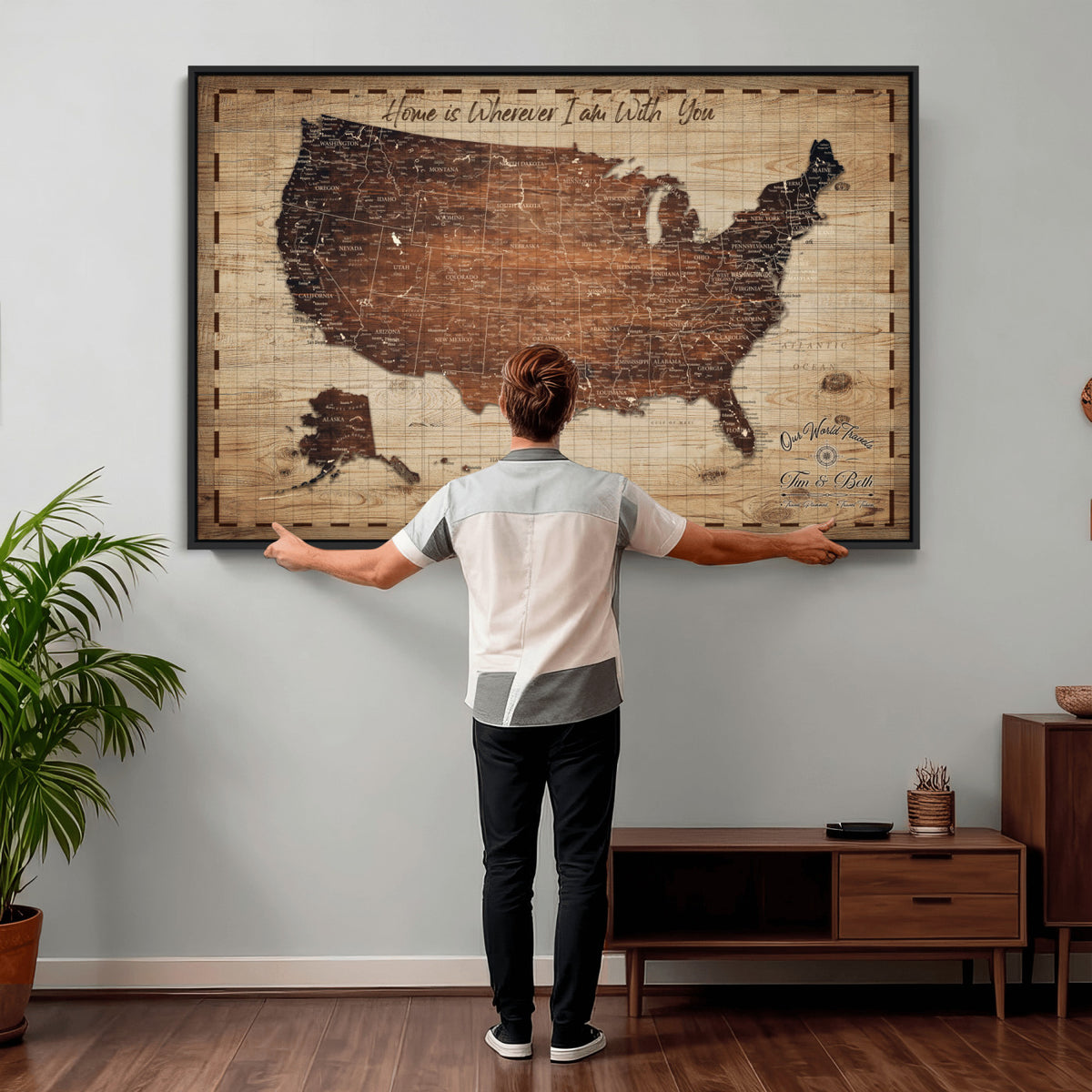 19102499U-MGV-CV-36X24 - Personalized USA Push Pin Travel Map Canvas for Adventure Wall Decor