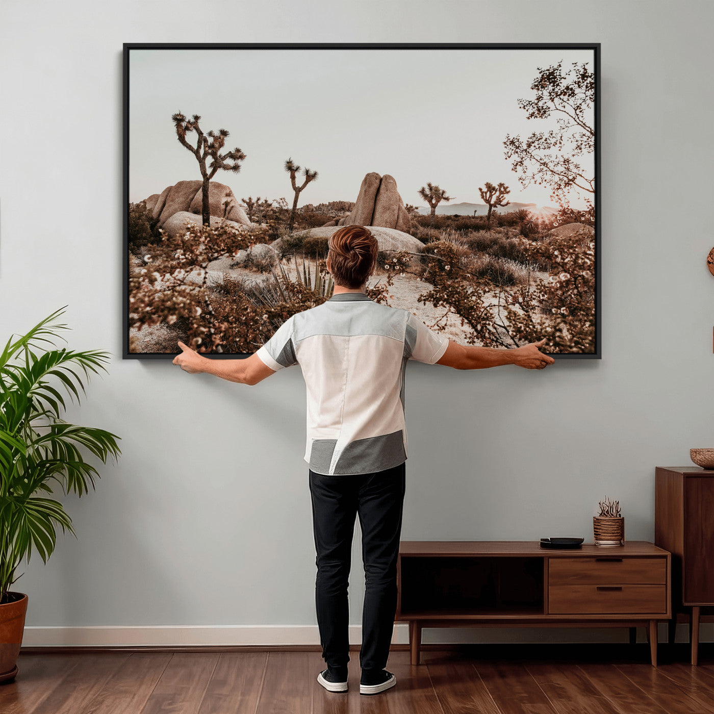75778944-MGV-CV-36X24 - Joshua Tree Desert Canvas Wall Art Print - Desert Landscape Photography, Boho Southwest Wall Decor, Nature Canvas - Ready to Hang
