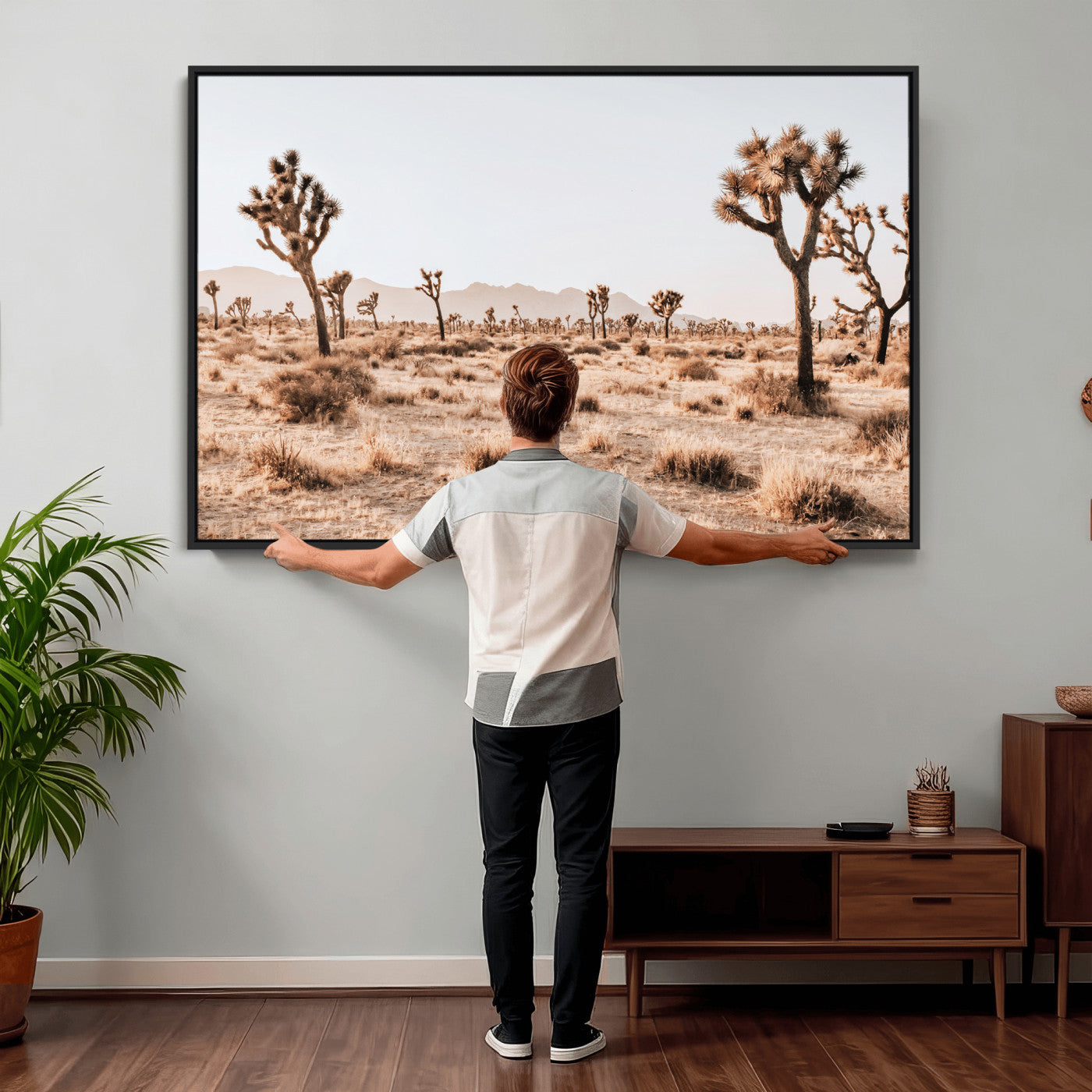 33549408-MGV-CV-36X24 - Joshua Tree Desert Canvas Wall Art Print, Desert Landscape Photography, Boho Southwest Wall Decor, Nature Canvas, Ready to Hang