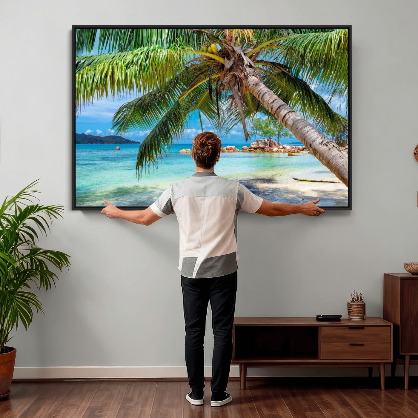 86824715-MGV-CV-36X24 - Seychelles Beach Canvas Wall Art - Anse Volbert Praslin Island Print