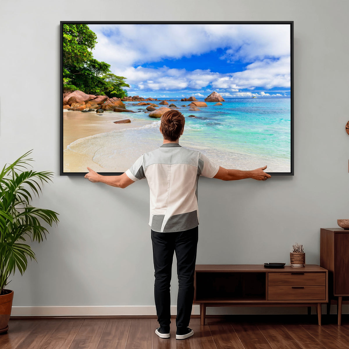 81980382-MGV-CV-36X24 - Seychelles Beach Canvas Wall Art - Anse Intendance Turquoise Ocean Print