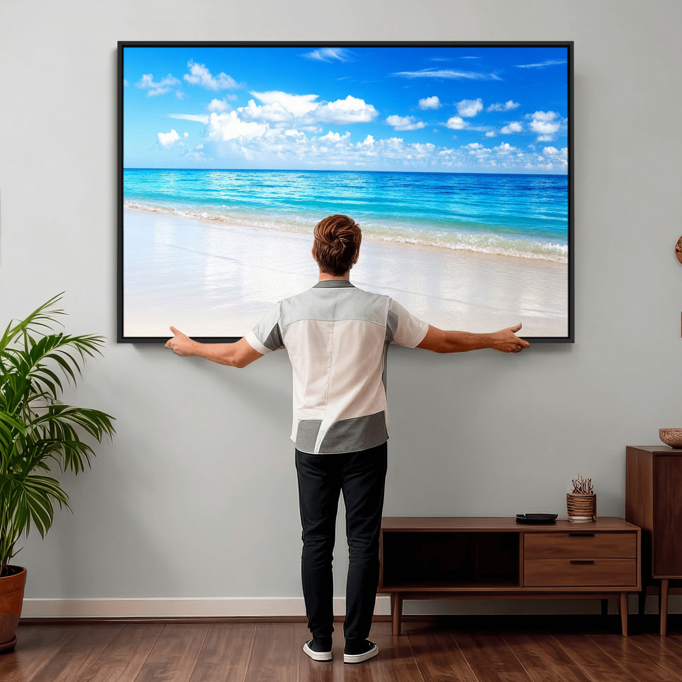 67491909-MGV-CV-36X24 - Tropical Beach Ocean Wall Art Canvas Print for Home Decor