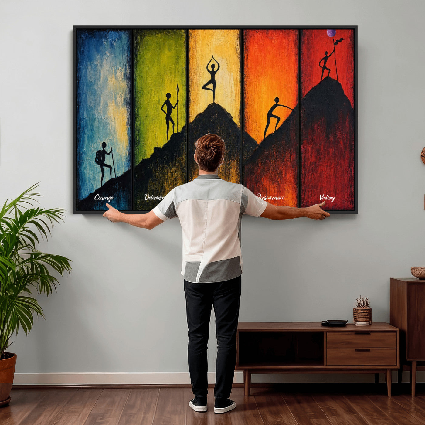 59418630-MGV-CV-36X24 - Success Journey Courage to Victory Wall Art Canvas Print - Motivational Office Decor