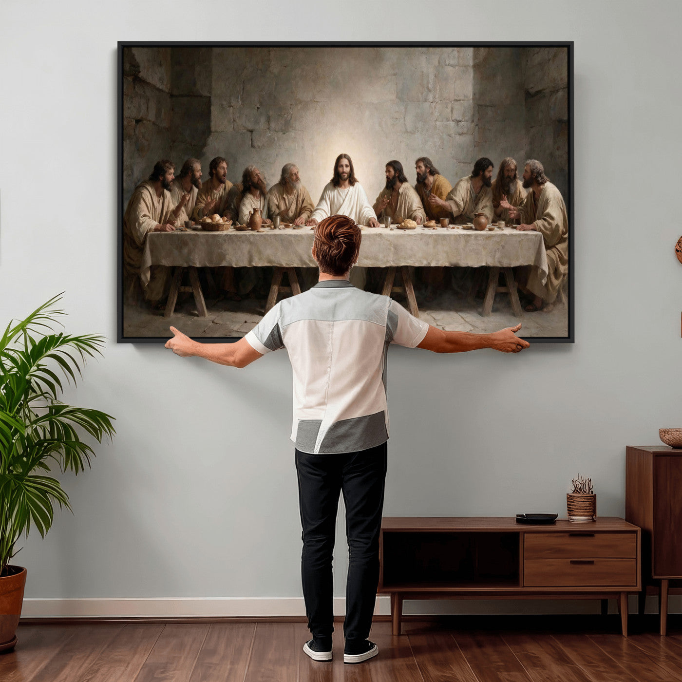 69633087-MGV-CV-36X24 - The Last Supper of Jesus Christ Wall Art Canvas Print - Classical Christian Faith Home Decor