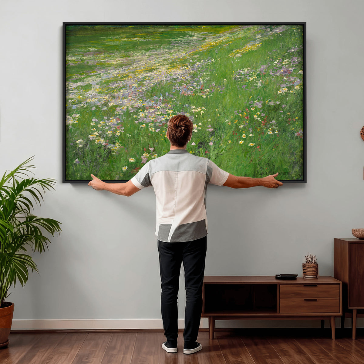 63535040-MGV-CV-36X24 - Alexander Koester Flower Meadow Canvas Wall Art, Vintage Landscape Print