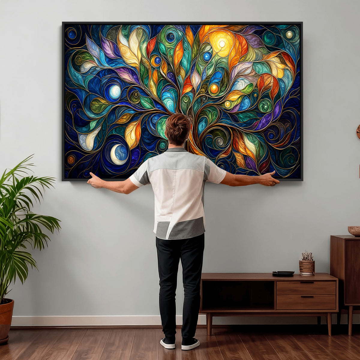 60127105-MGV-CV-36X24 - Psychedelic Tree Of Life Wall Art - Vibrant Swirl Cosmic Nature Decor
