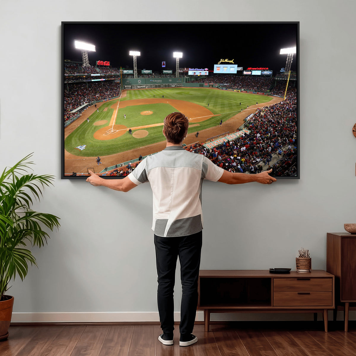 86945D-MGV-CV-36X24 - Fenway Park Boston Red Sox Baseball Stadium Wall Art Canvas Print for Gift Baseball Lover MLB Wall Art College Dorm Wall Decor Baseball Gift
