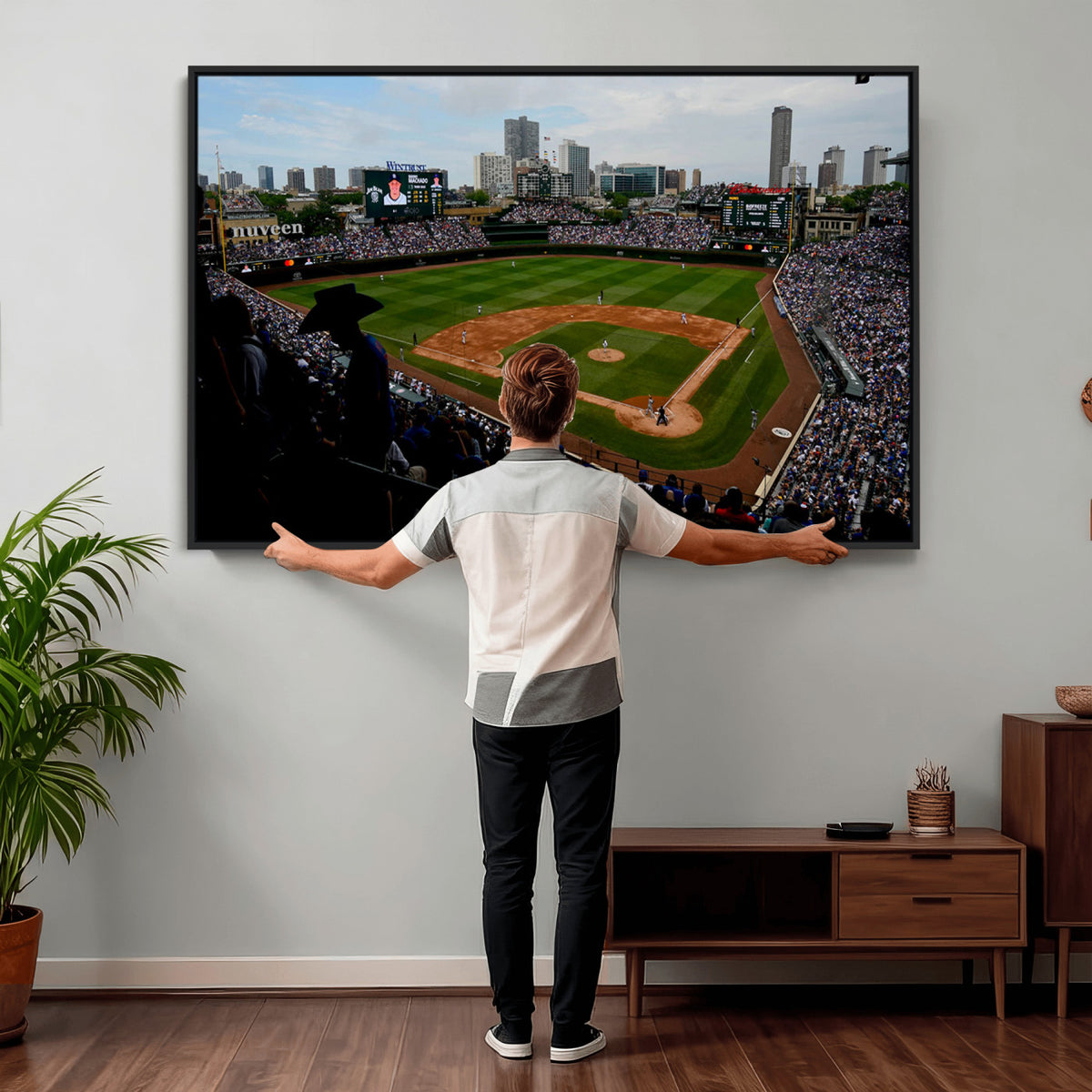 34859D-MGV-CV-36X24 - Chicago Cubs Baseball Team Print - Wrigley Field Stadium