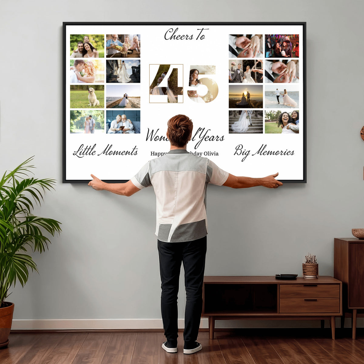 CSTM914CLJ-MGV-CV-36X24 - Moments and Memories Canvas Print – Personalized Birthday Photo Grid Wall Art