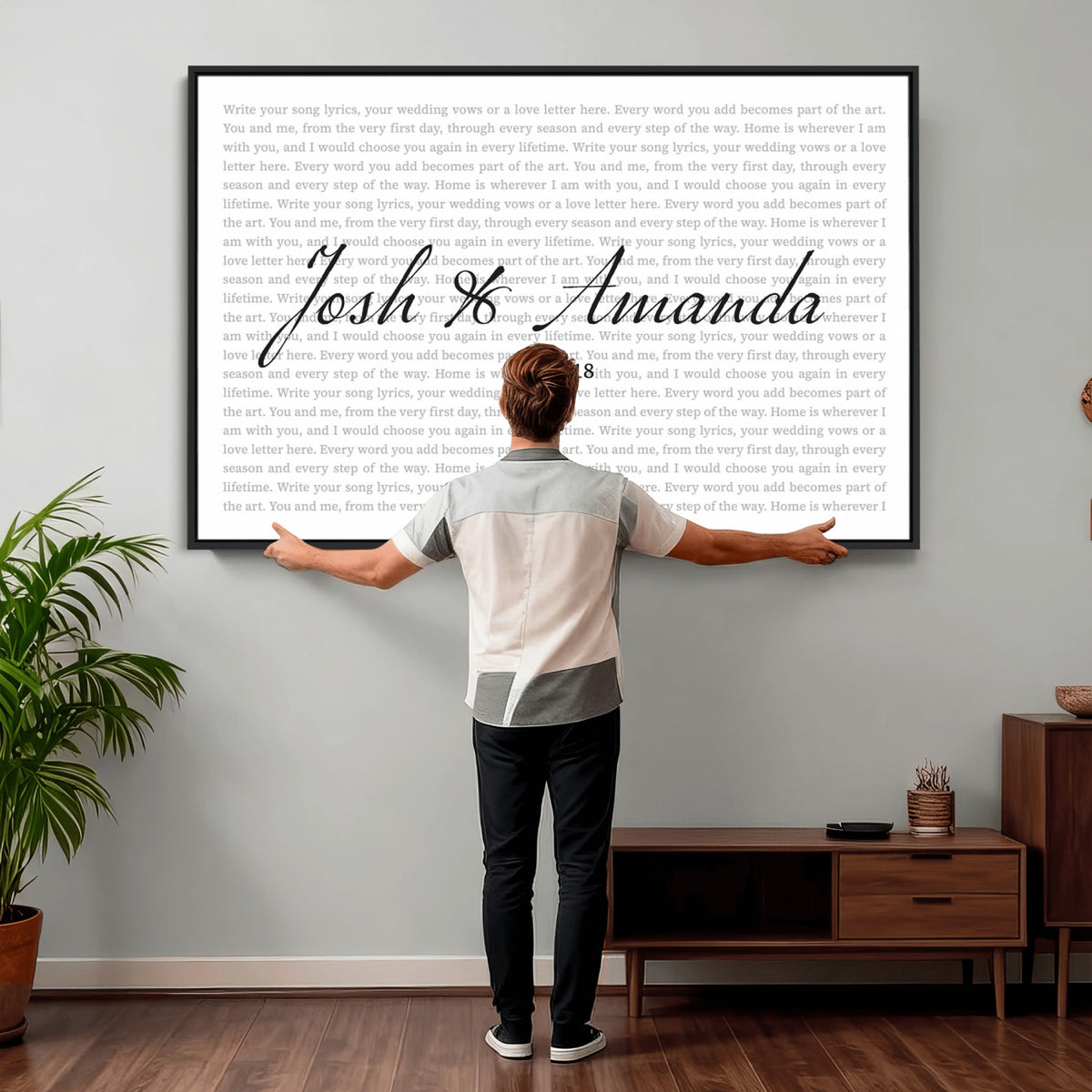 CSTM914ANI-MGV-CV-36X24 - Song Lyrics Wall Art with Names – Personalized Wedding Song Canvas Print