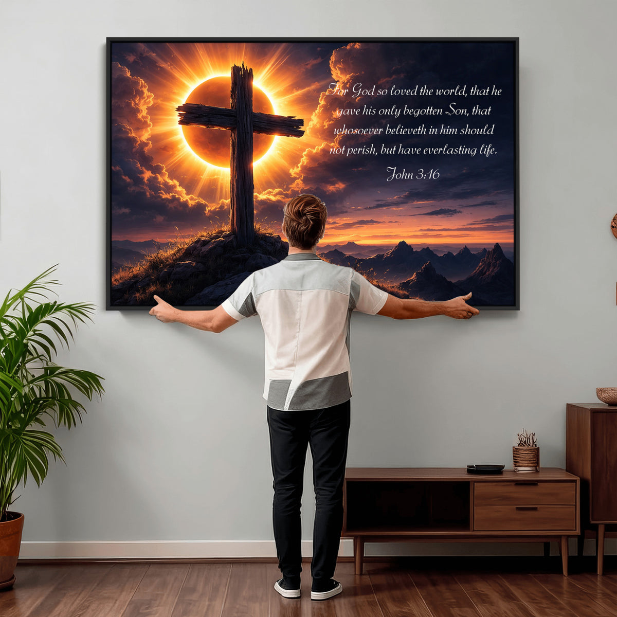 Custom Bible Verse Cross Canvas, Personalized Christian Wall Art