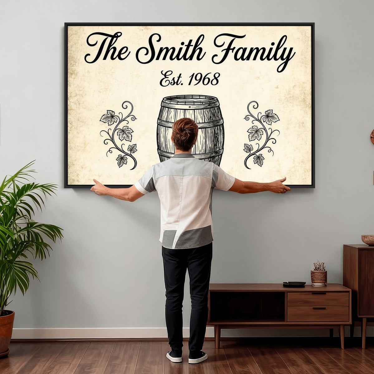 Personalized vineyard style family sign, print option