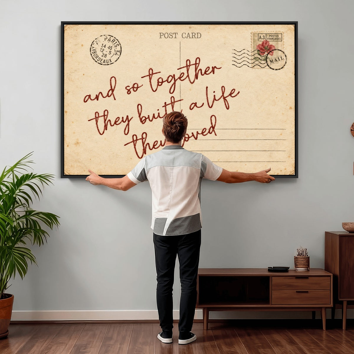 Personalized vintage postcard canvas with custom love note, view 28
