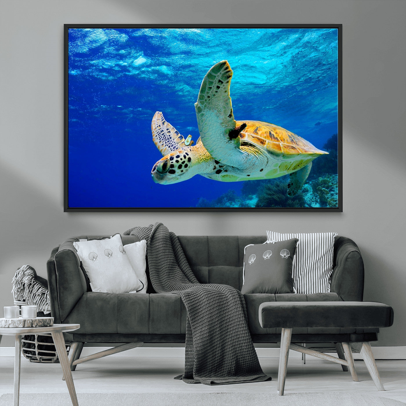 -Sea Turtle Wall Art Canvas Print, Sea life in the Ocean Wall Art Printing