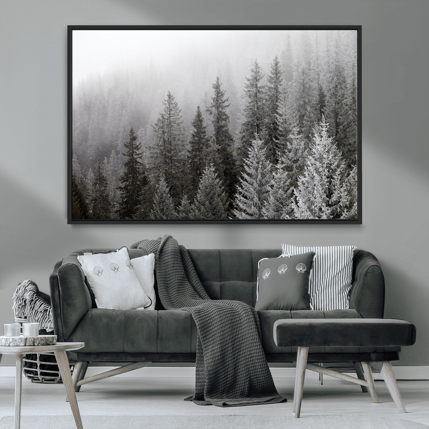 MGV-FC-36X24 - Big Foggy Forest and Misty Trees Forest Wall Art Canvas Print