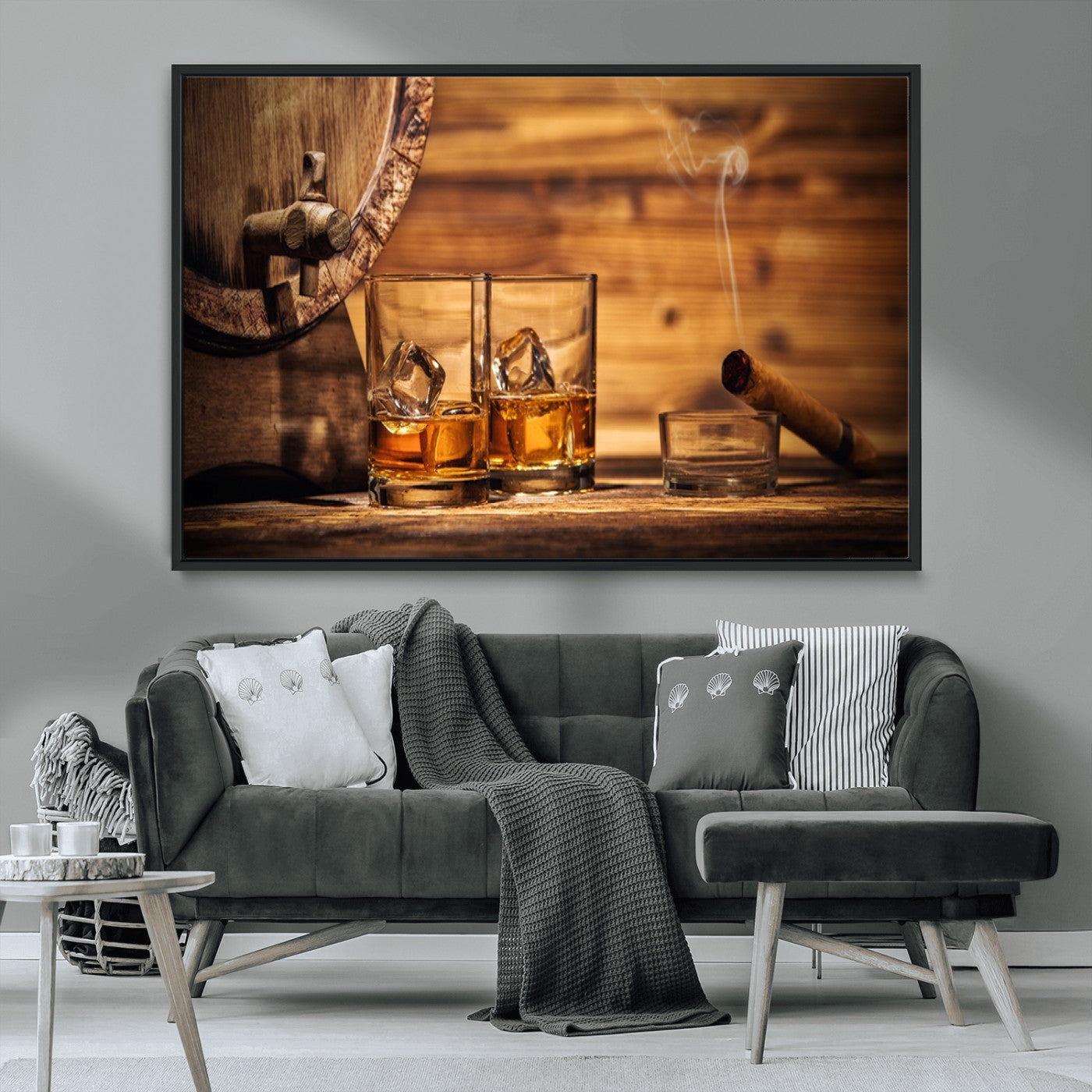 MGV-FC-36X24 - Rustic Whiskey and Barrel Canvas Print