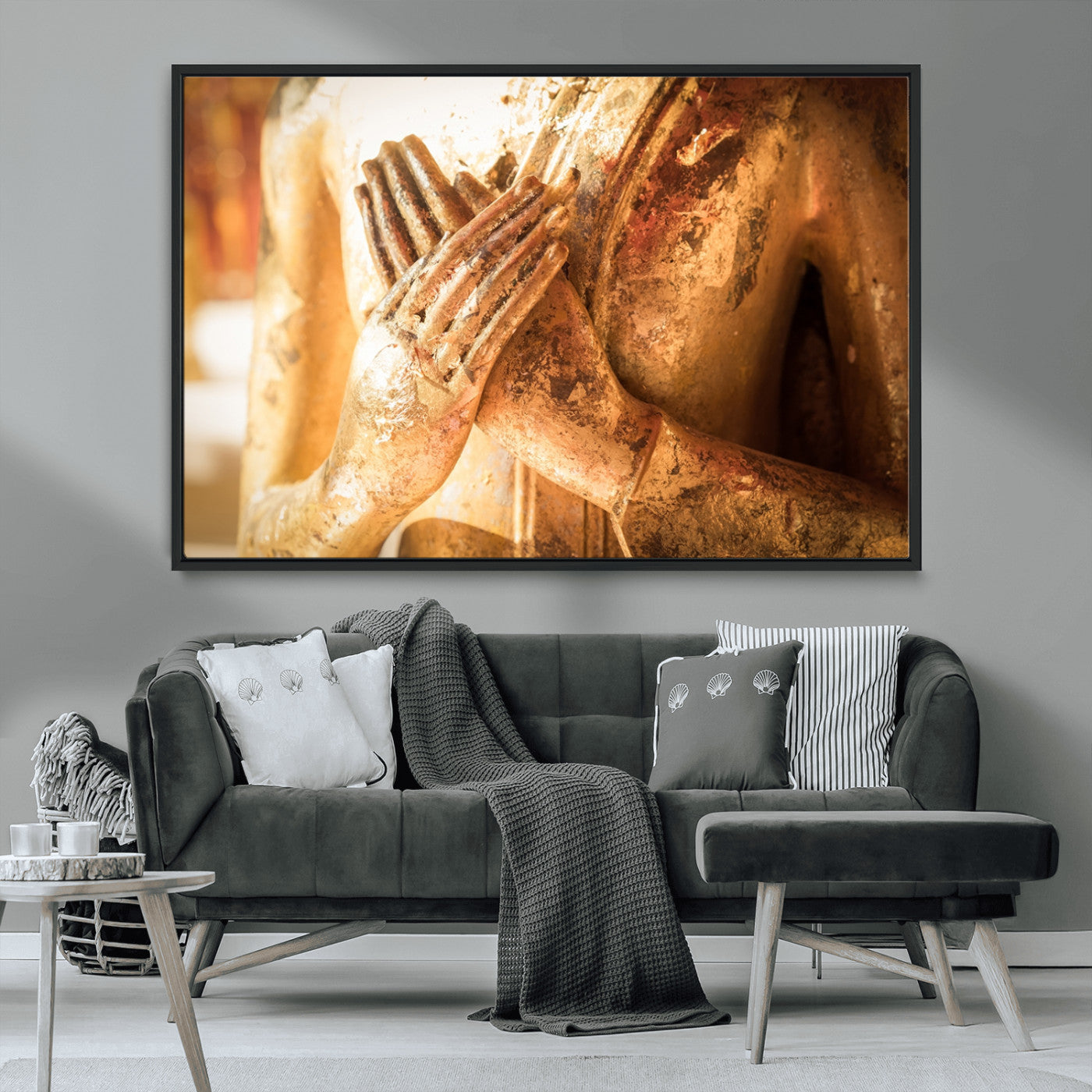MGV-FC-36X24 - Buddha Statue Hands Wall Art Canvas Print
