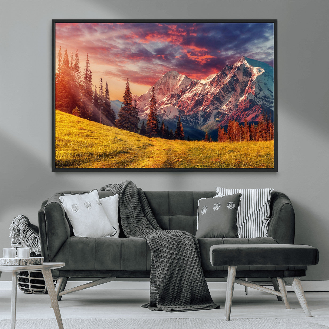 MGV-FC-36X24 - Mountain and Daylight Red Sunset Wall Art Canvas Print